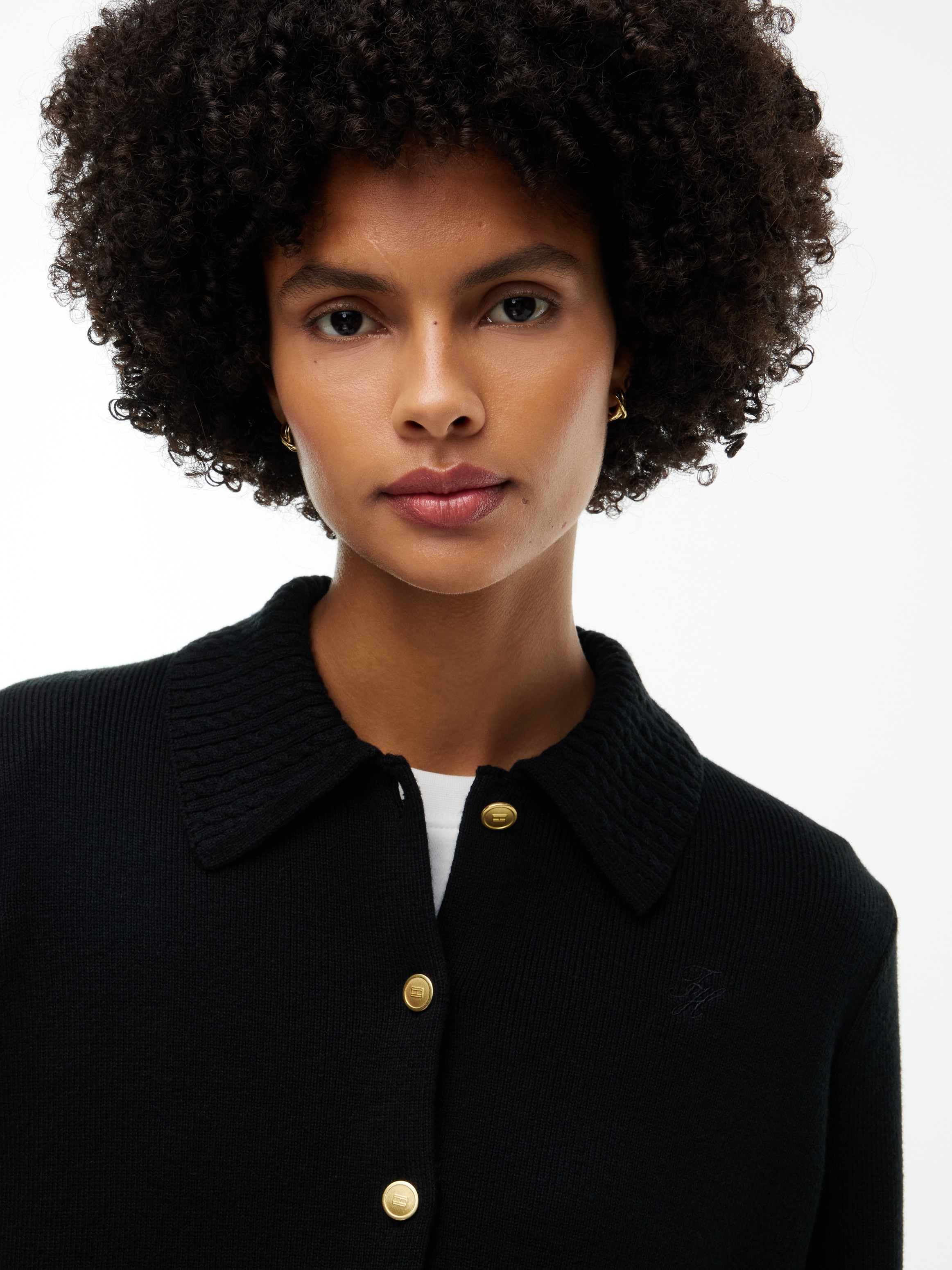 Tommy Hilfiger Strickjacke »B WOOL LADY JACKET GLD BUTTON« Baumwollmischung, mit Wolle