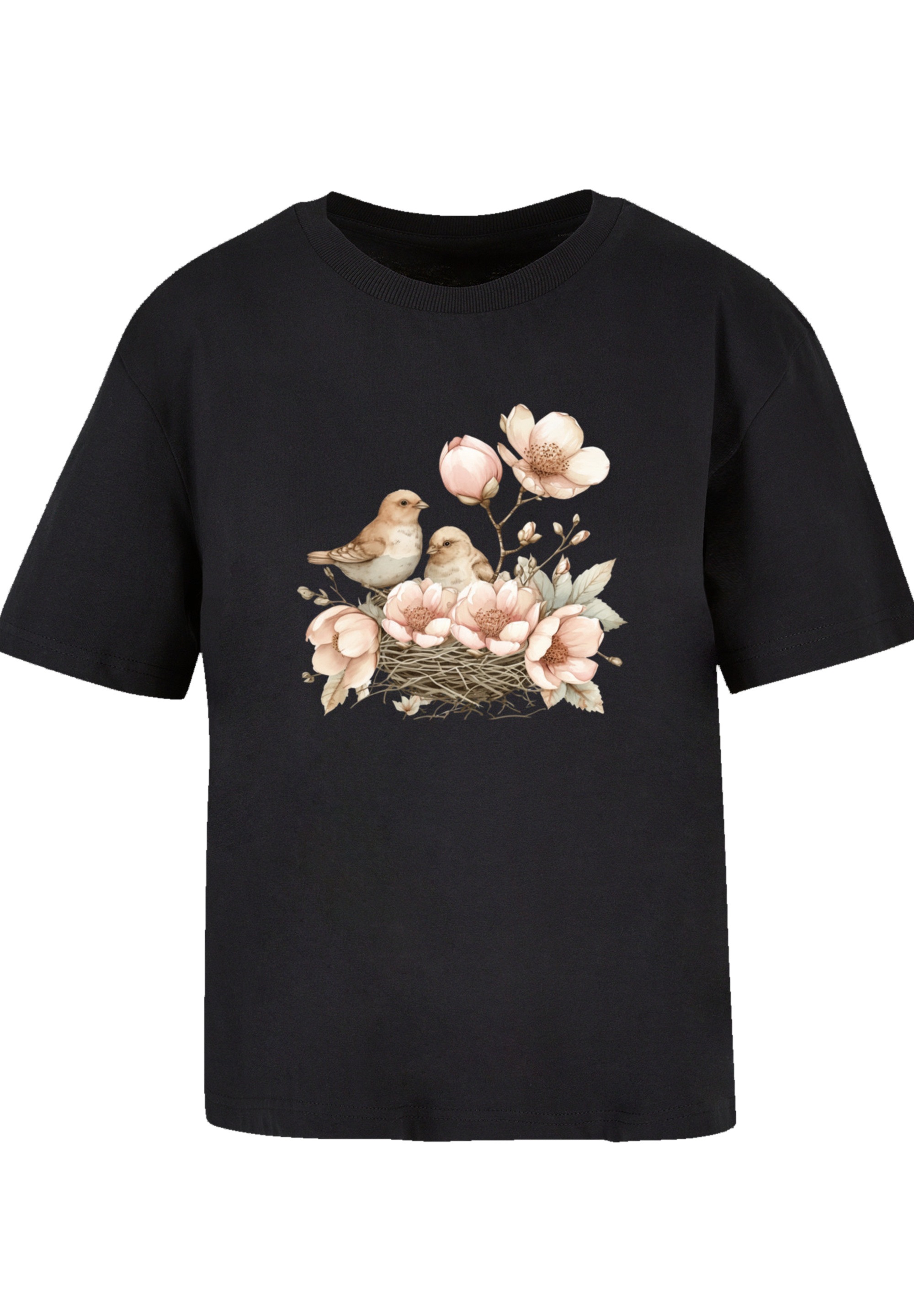 F4NT4STIC T-Shirt »Vogelnest Blumen«, Premium Qualität