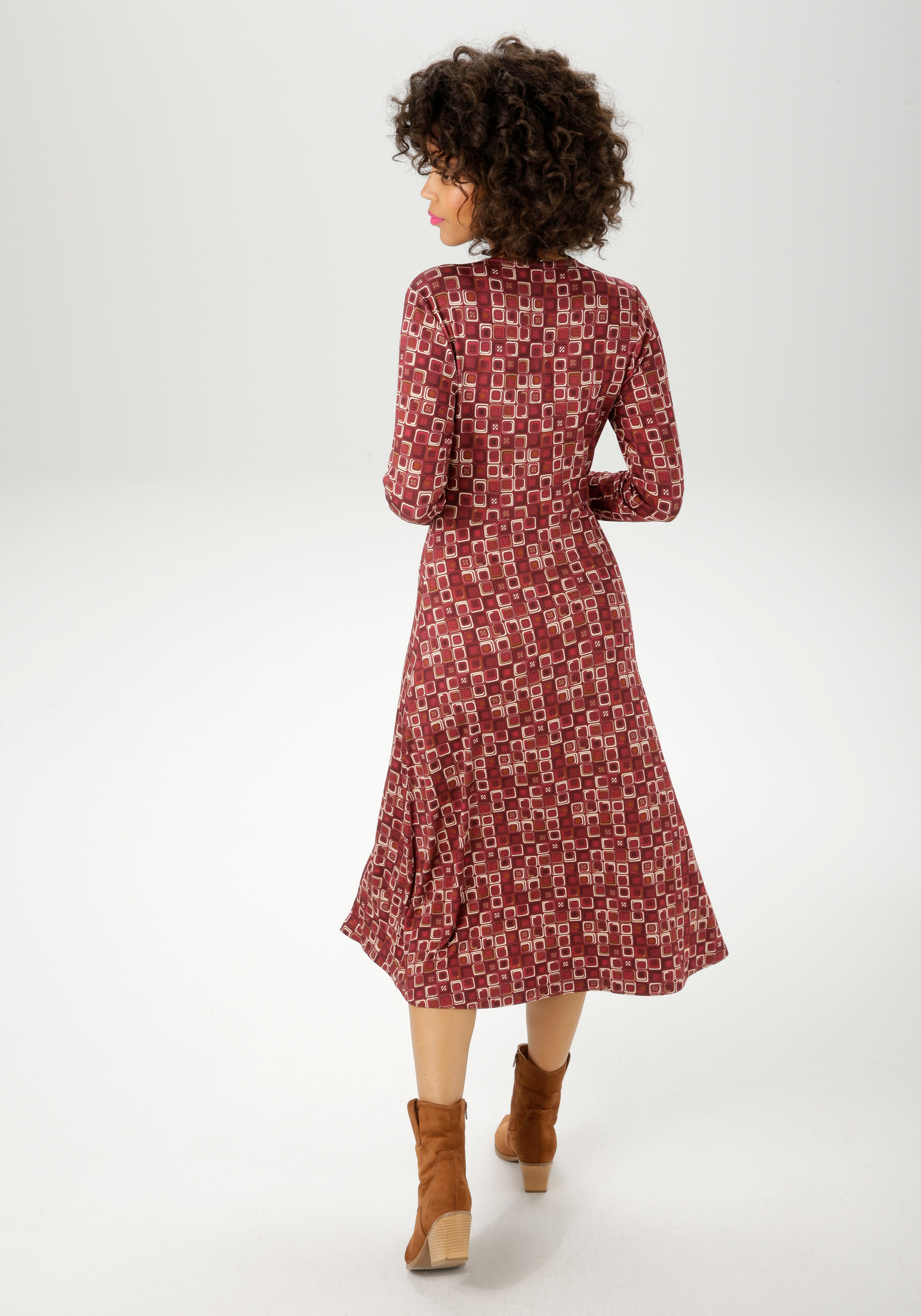 Thumbnail - Aniston CASUAL Jerseykleid, mit farbharmonischem Retro-Muster - NEUE KOLLEKTION