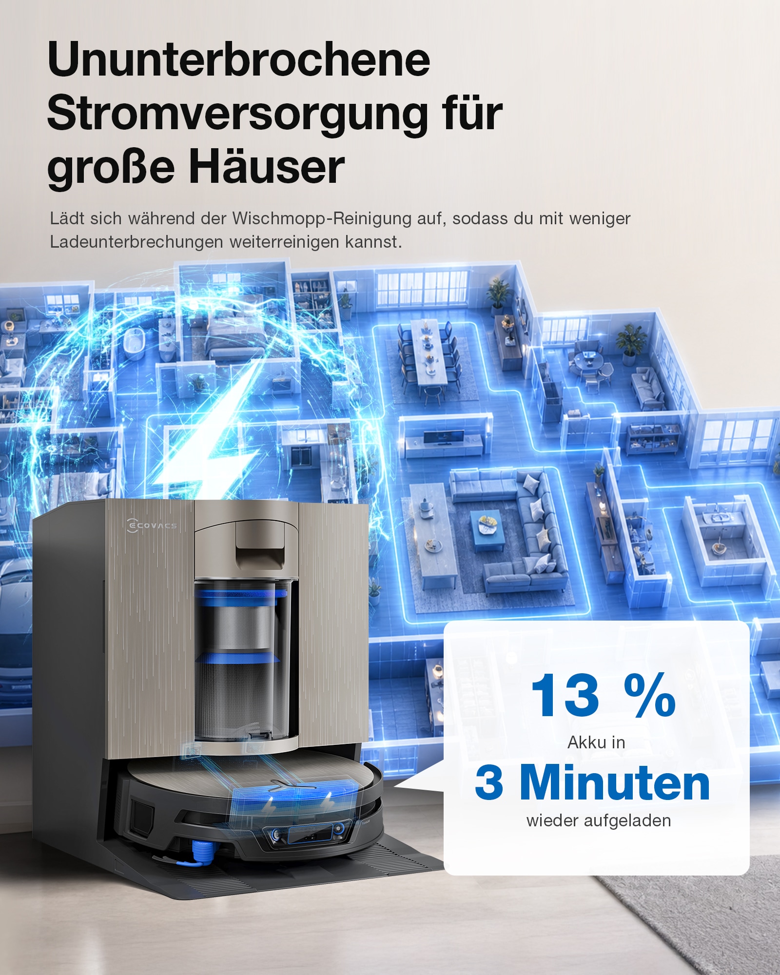 ECOVACS Nass-Trocken-Saugroboter »DEEBOT X12S, inkl. OmniCyclone Station« 27.000 Pa + 53 AW Saugleistung, 27cm Wischrolle