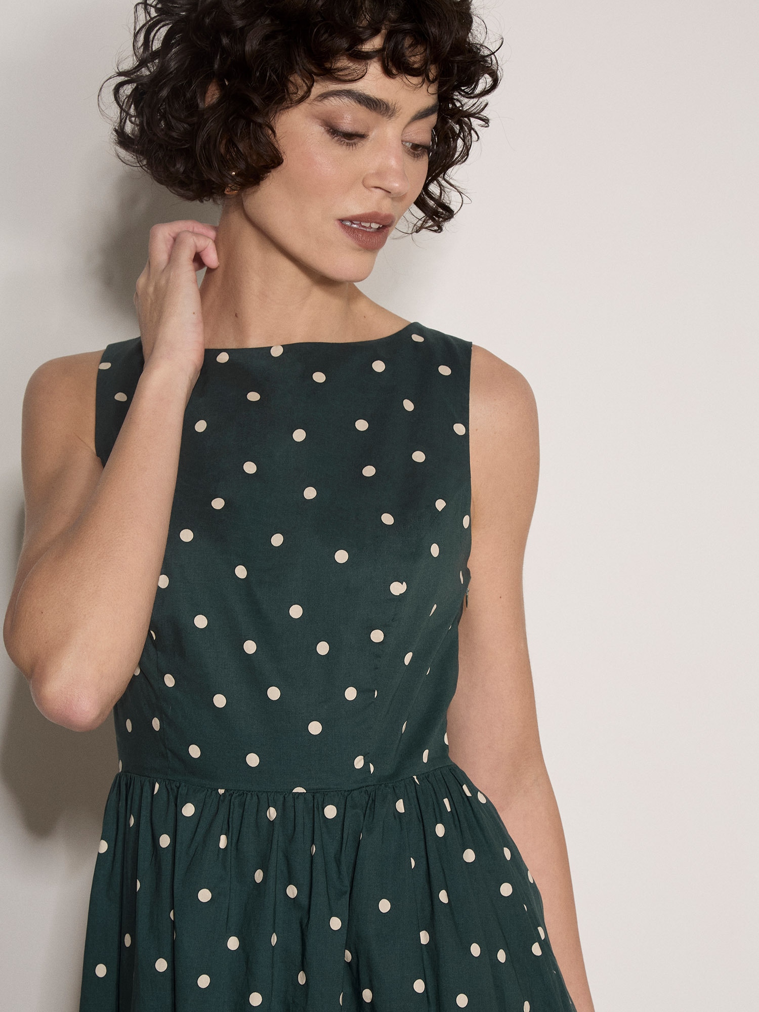 Apricot Midikleid »Kleid mit Polka-Dot-Muster« mit Schlüssellochausschnitt am Rücken