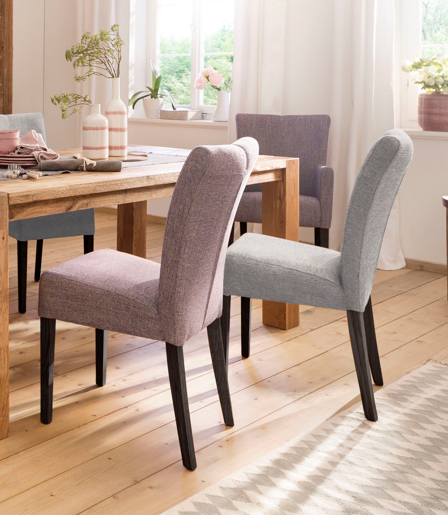 Home affaire Esszimmerstuhl "Queen" (Set) 2 Stk.Beine aus massiver Buche, w günstig online kaufen