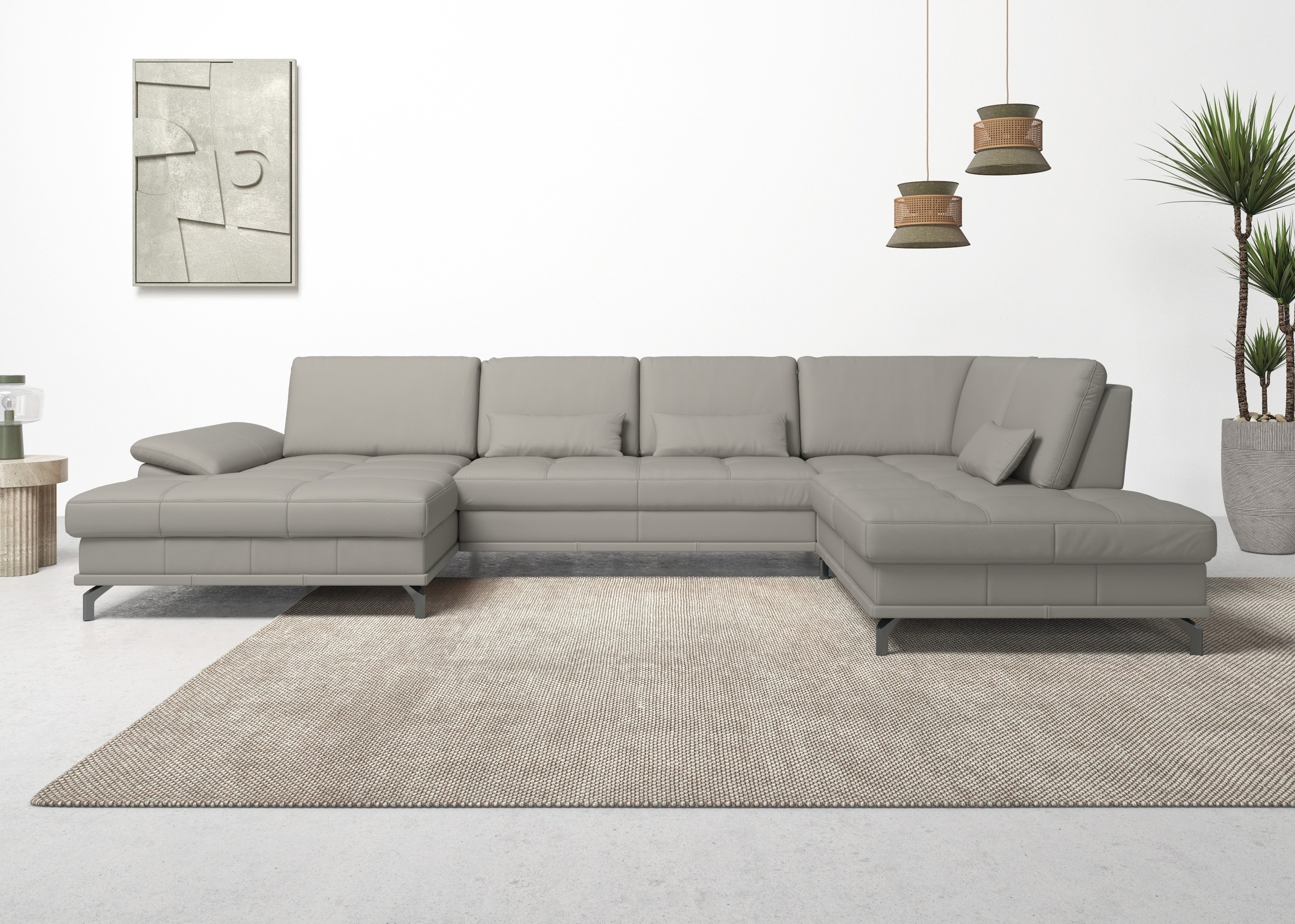 OTTO home Wohnlandschaft "Costello U-Form, B: 363 cm mit Sitztiefen-, Armteilverstellung &" 3 Nierenkissen, optional Schlaffunktion & Bettkasten