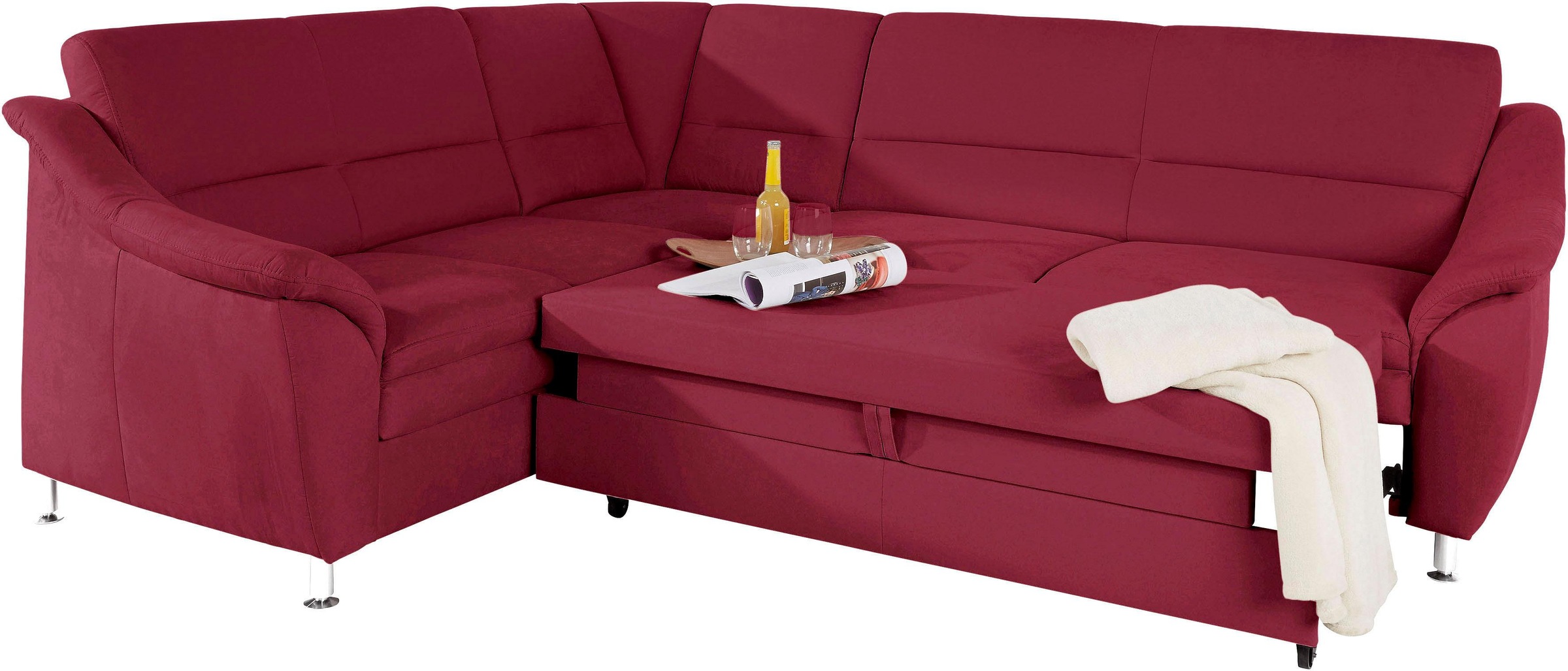 Places of Style Ecksofa »Cardoso L-Form«, Federkern, wahlweise mit Bett, Schubkasten, teilweise Relaxfunktion