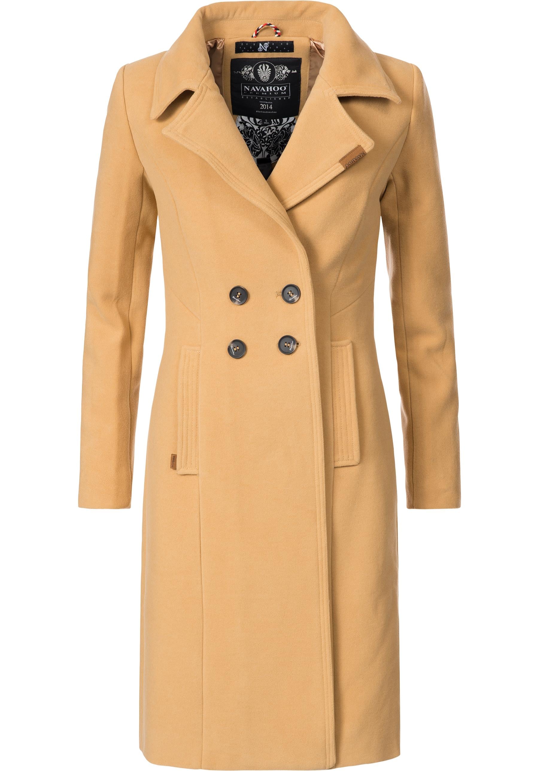 Navahoo Wintermantel "Wooly", edler Damen Trenchcoat in Wollmantel-Optik