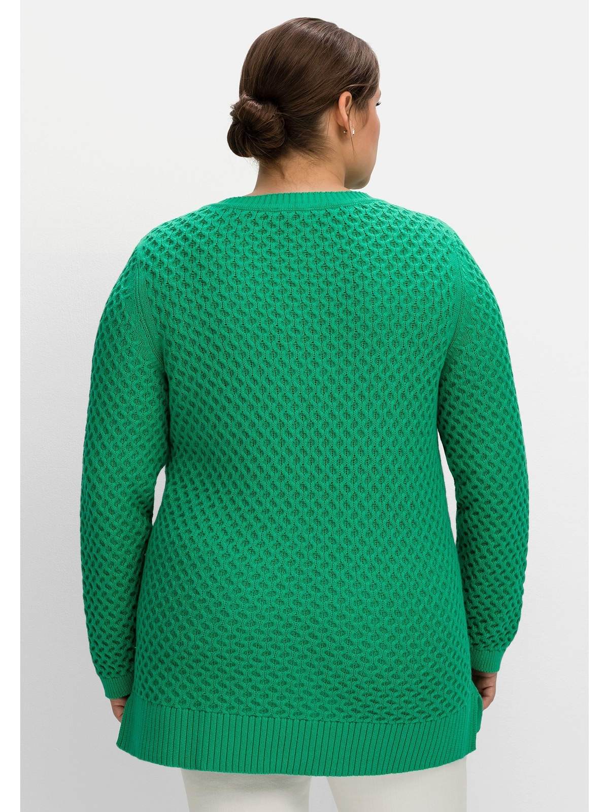 Sheego V-Ausschnitt-Pullover »Große Größen«, in Wabenstruktur, aus reiner Baumwolle
