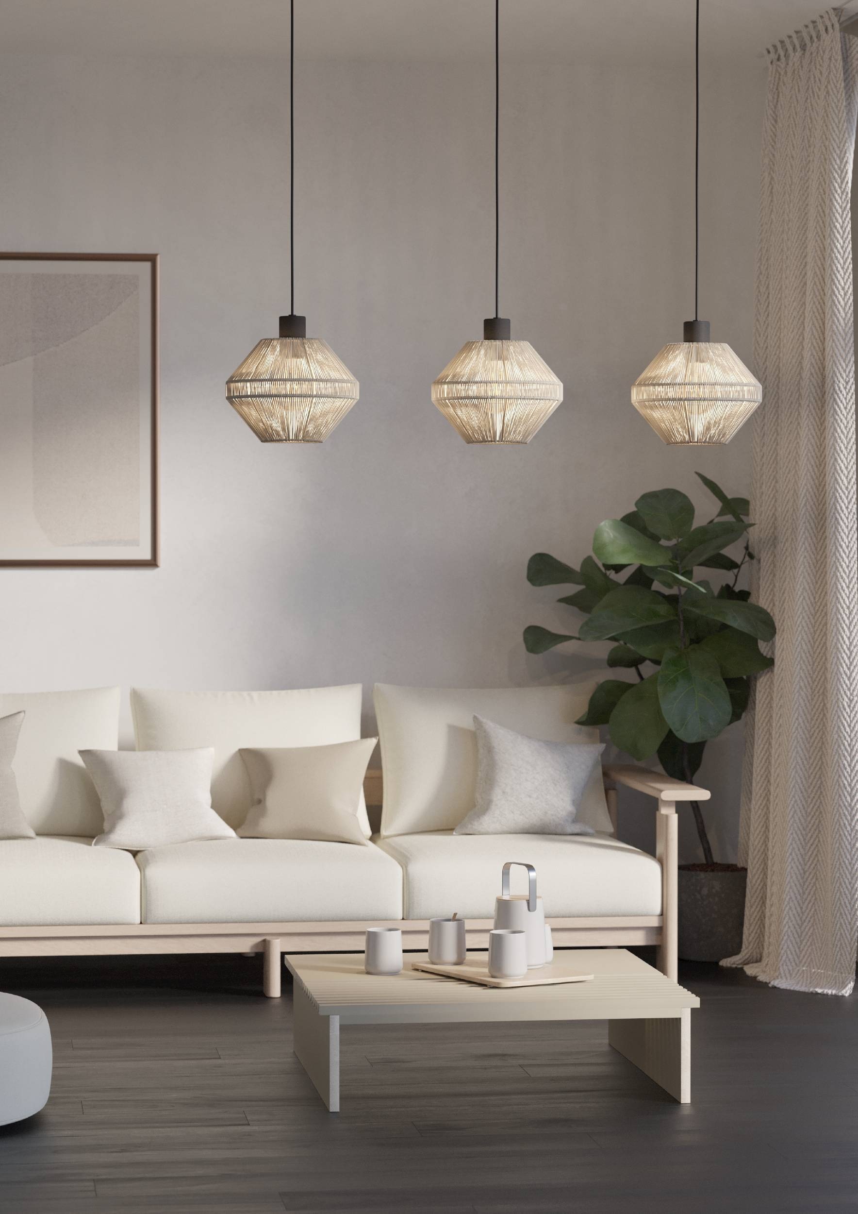 EGLO Hängeleuchte »Midsumer Hängelampe, Esszimmerlampe japanisch, Metall und Textil, E27« E27 1 Stk.