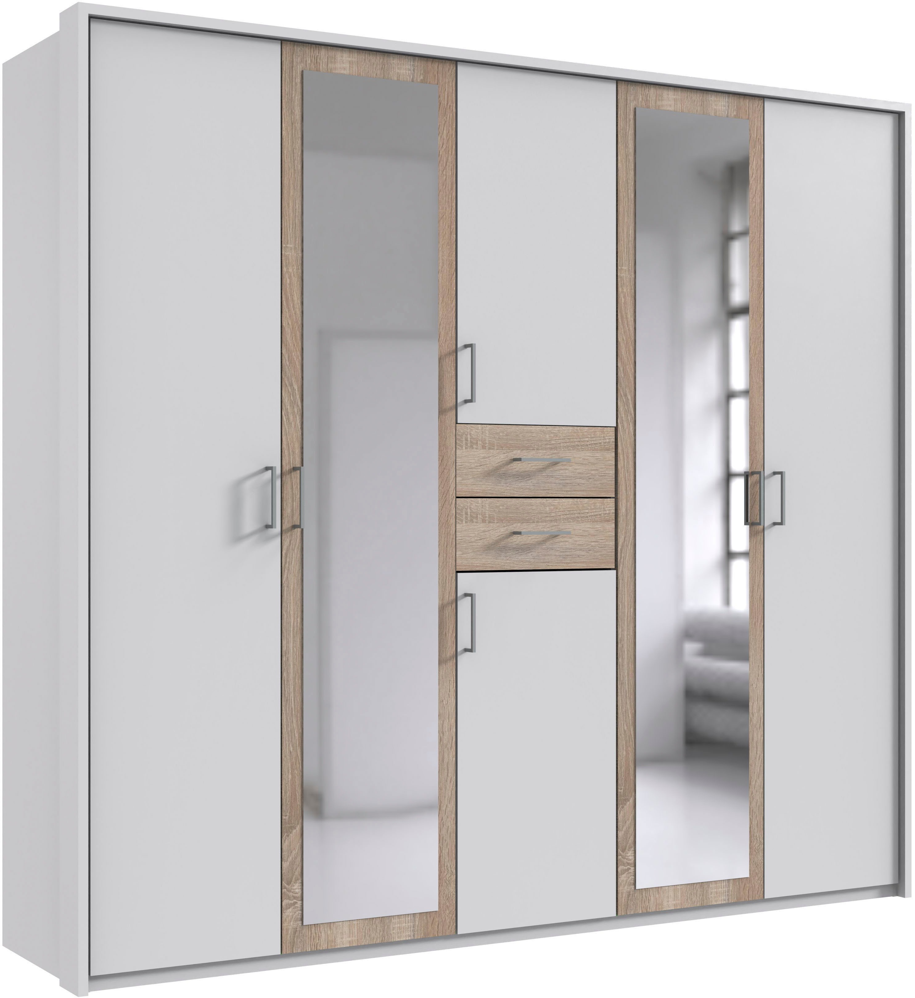Wimex Kleiderschrank "Diver Drehtürenschrank mit Spiegel, in der Breite: 225cm" Bestseller Schlafzimmerschrank wahlweise 3 Innenausstattungen