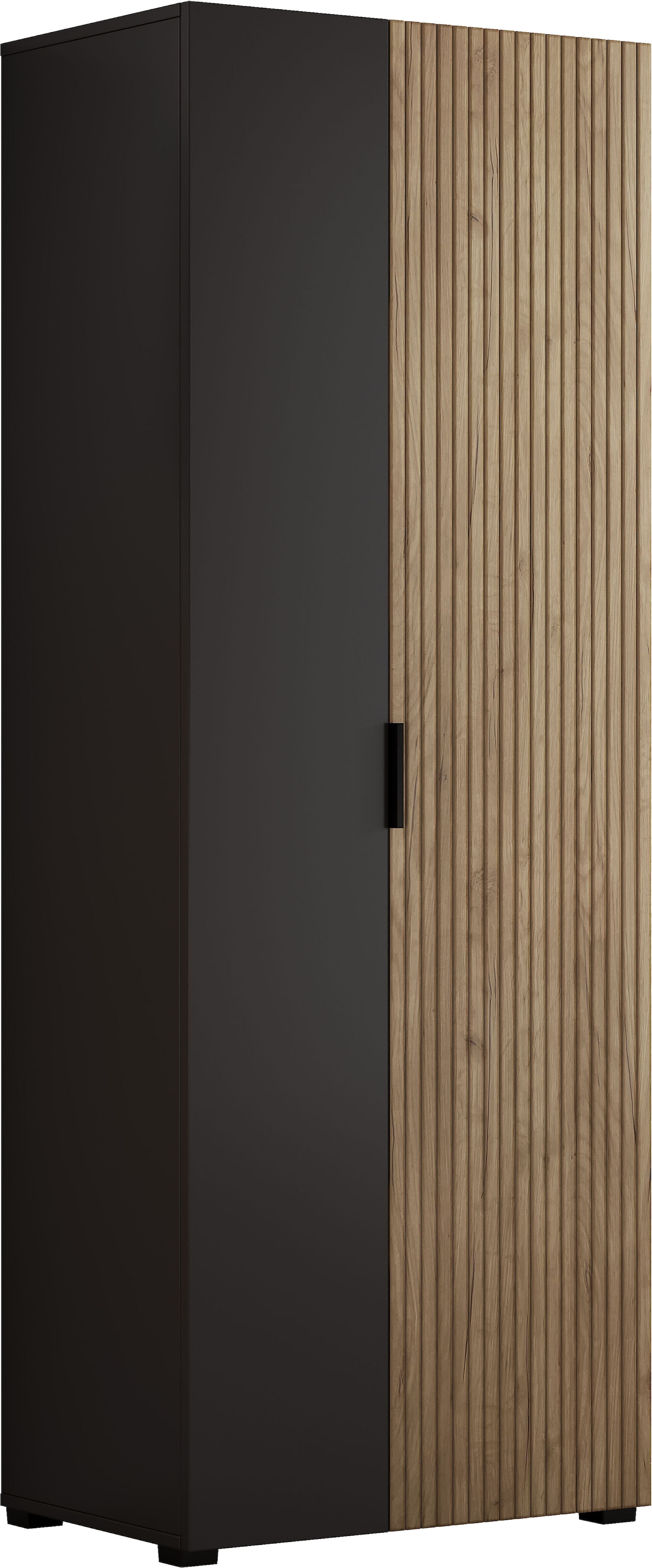 Aktenschrank OTTO HOME "ASPEA-AS1T5F", oak, schwarz, B:64,5cm T:41,8cm, Schränke, Mehrzweckschrank, modernes Design mit Akustikpaneel-Optik - oak/Schw