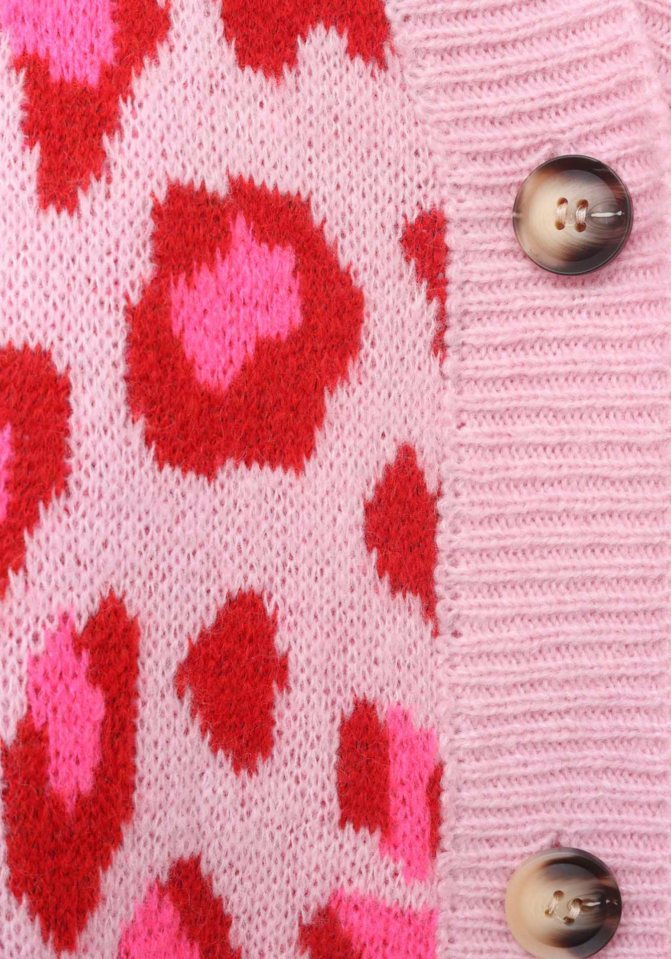 Zwillingsherz Strickjacke »"Big Leo"«, mit Knöpfen und auffallendem Leo Muster, One Size