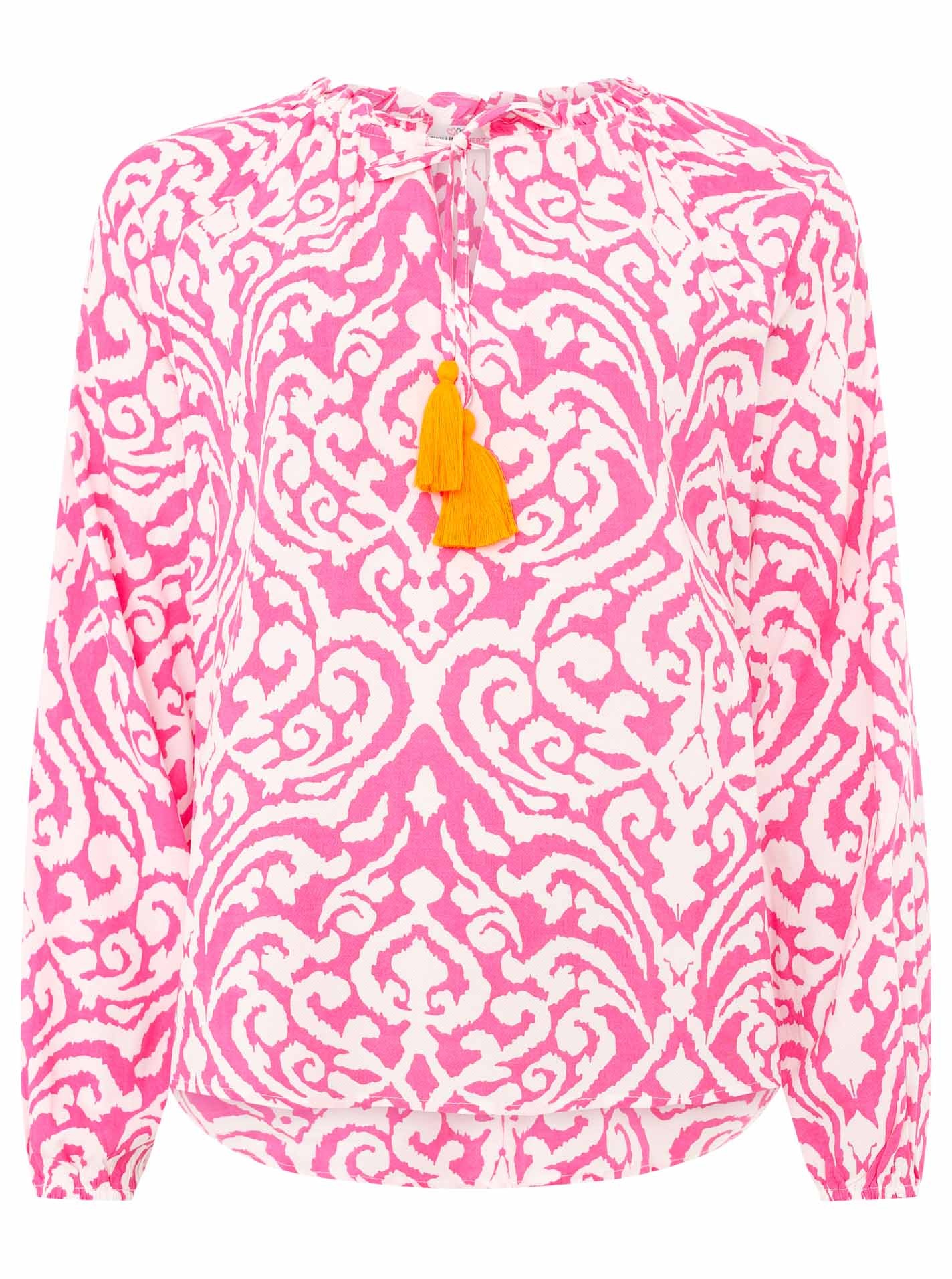 Zwillingsherz Schlupfbluse ""Ornamente"", Lamgarm, Ornament-Muster, Tasseln günstig online kaufen