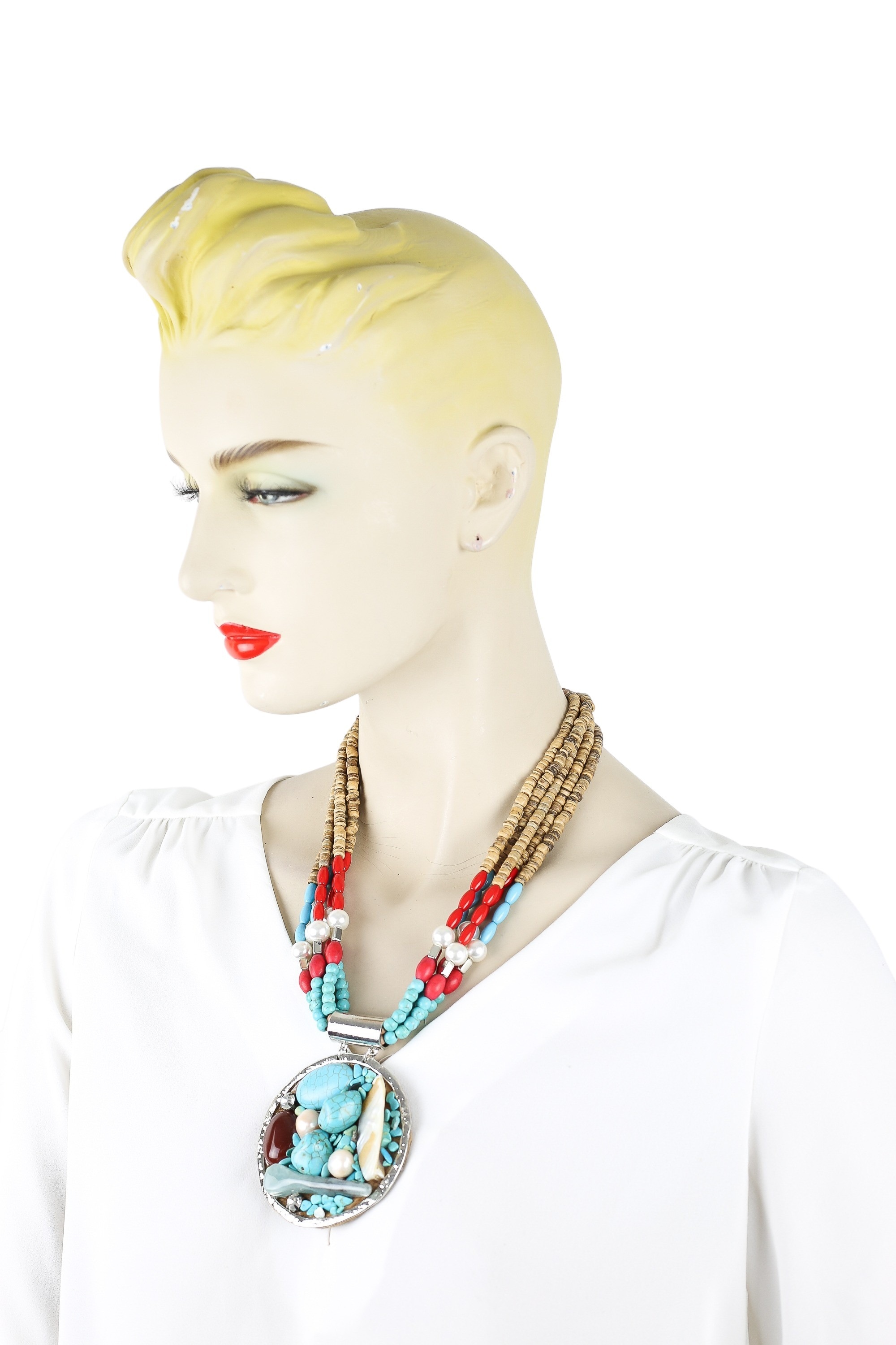 COLLEZIONE ALESSANDRO Lange Kette »Hanka«, mit Muscheln und Glassteinen besetzt