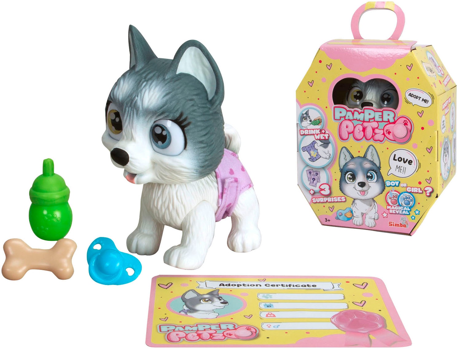 SIMBA Spielfigur »Pamper Petz Husky«, Mit Trink- und Nässfunktion