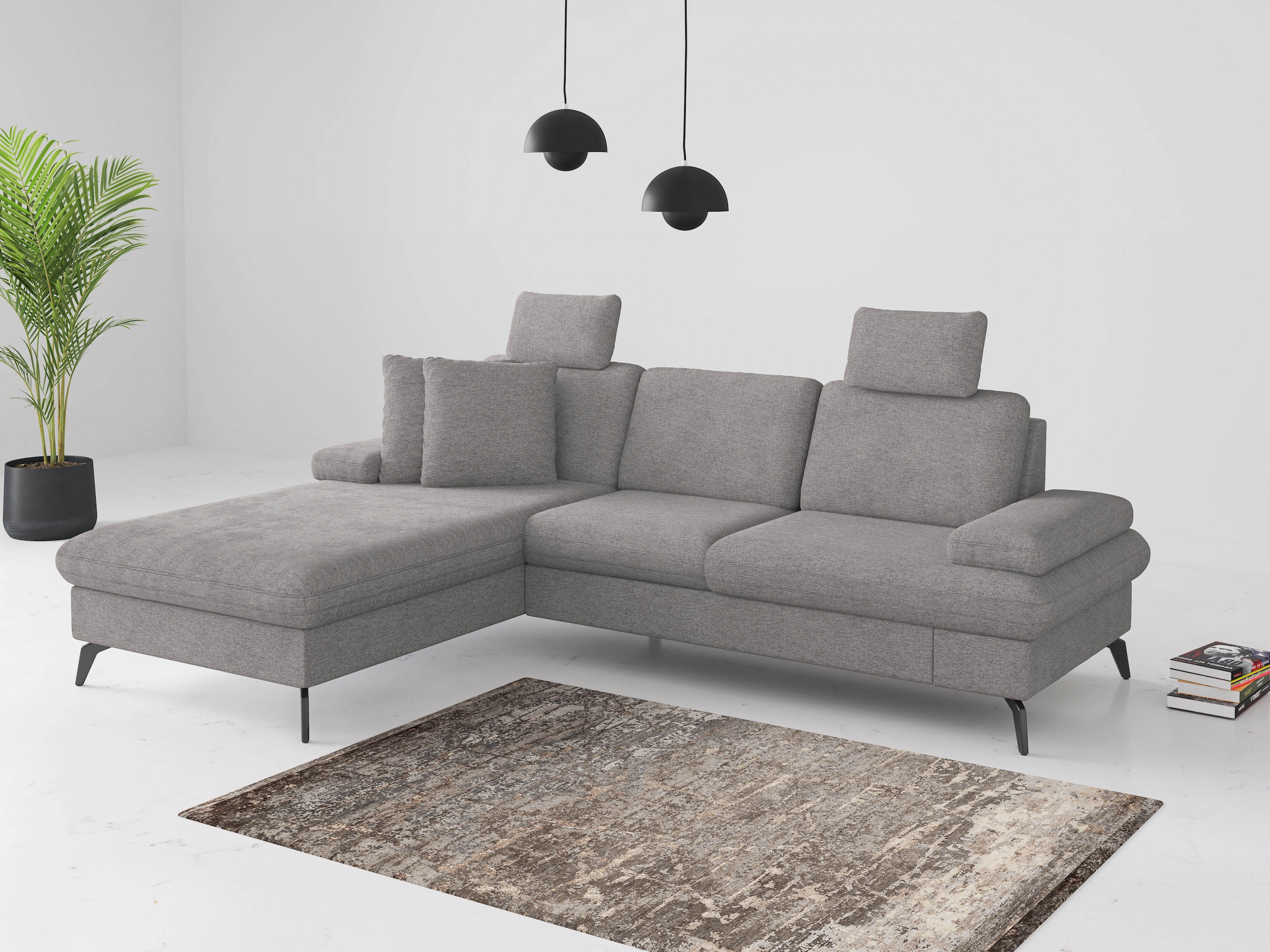 sit&more Ecksofa »Morris Jubi L-Form«, inkl. Armteilfunktion und 1 Zierkissen, wahlweise mit Bettfunktion