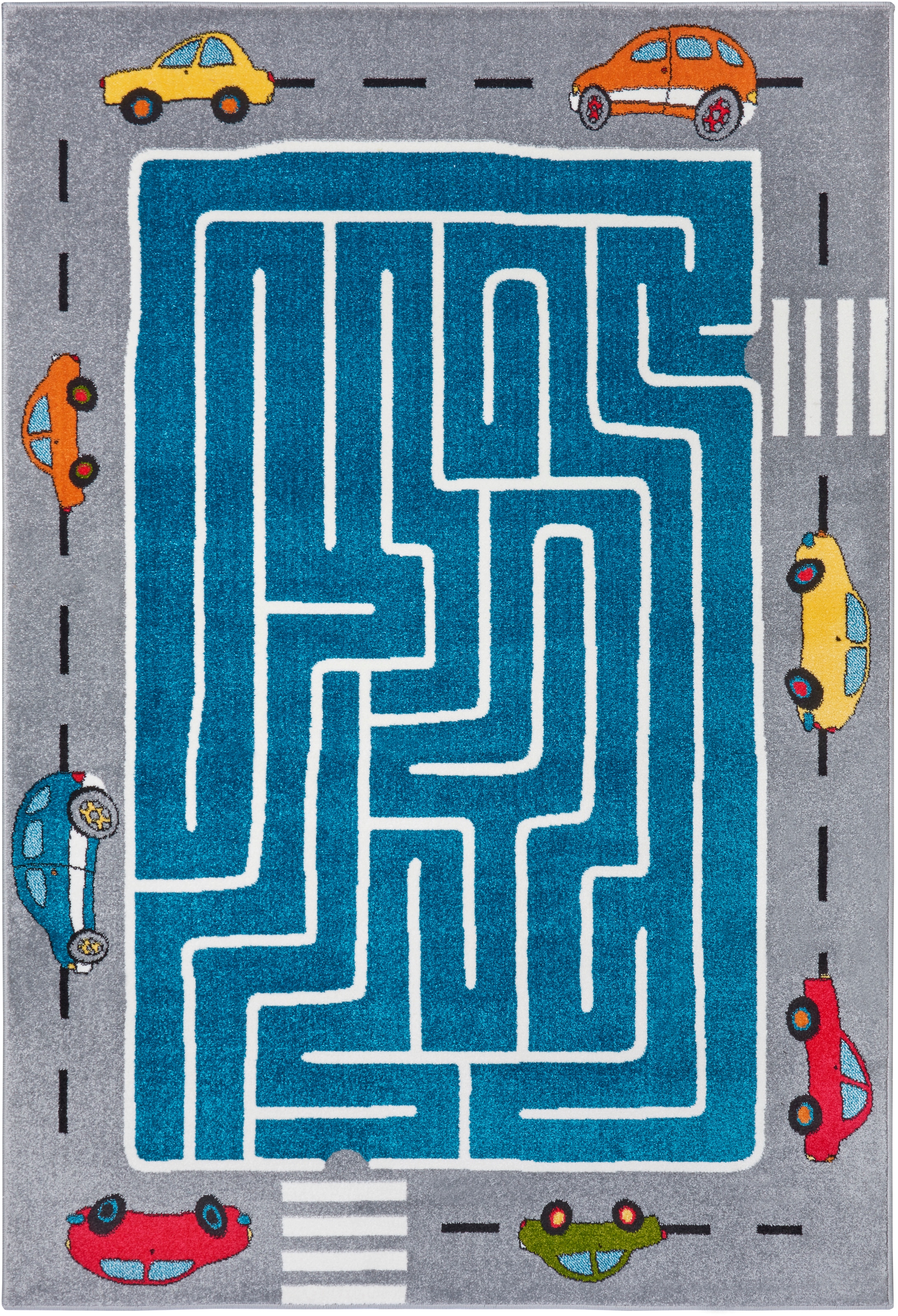 HANSE Home Teppich »Labyrinth Race«, rechteckig, 9 mm Höhe, Farbenfrohes Design, Spielunterlage, Auto, Straße, strapazierfähig