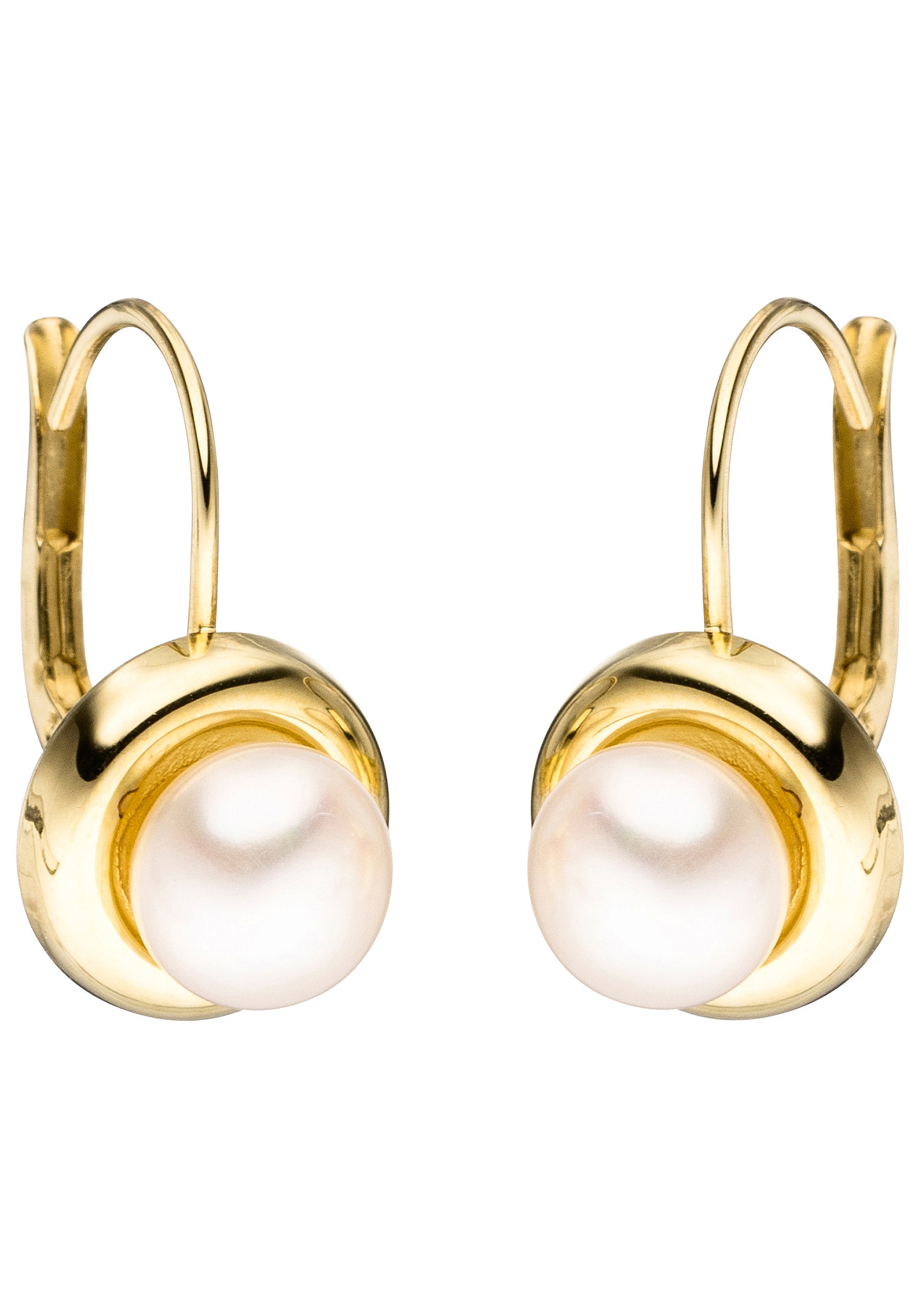 JOBO Perlenohrringe rund 333 Gold mit Süßwasser-Zuchtperlen