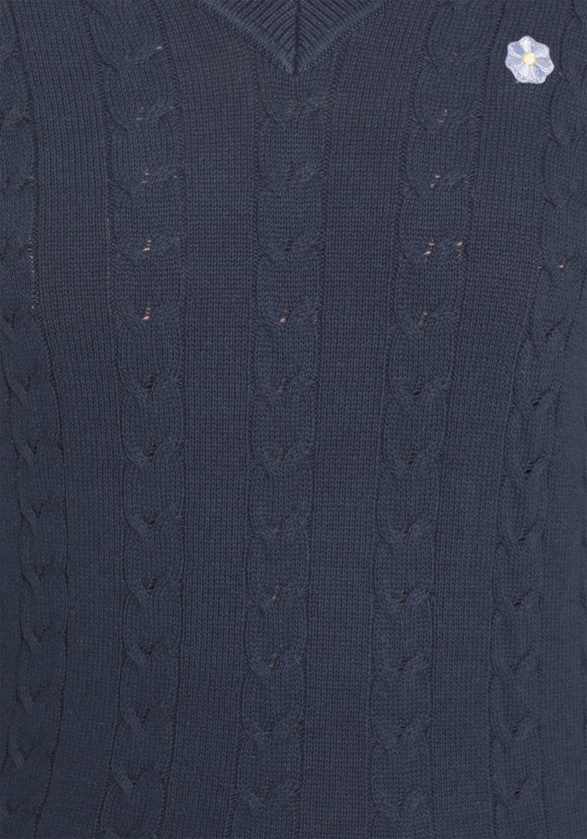 AJC V-Ausschnitt-Pullover, mit Zopfmuster und Stickerei