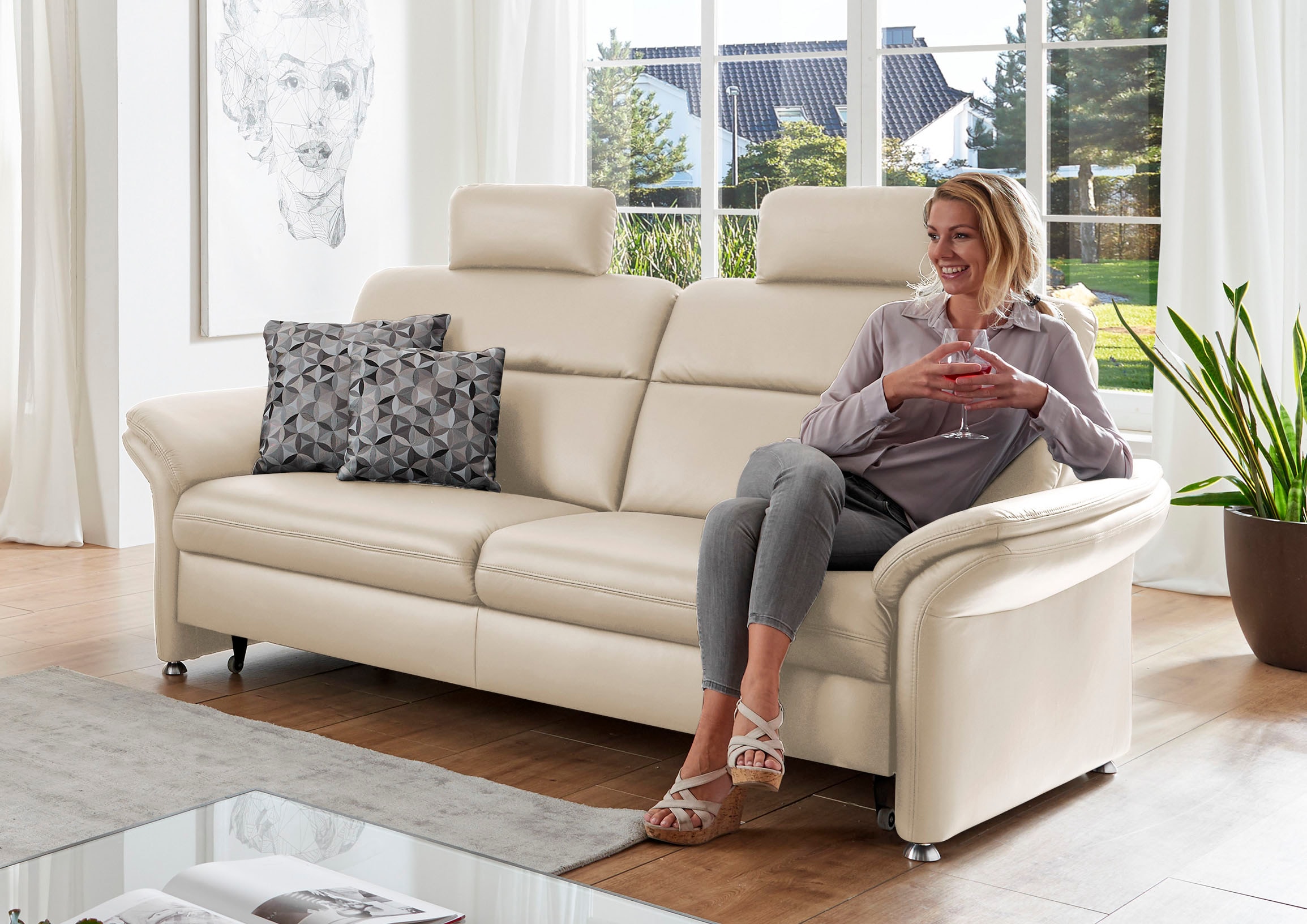 Die PlanBar 3-Sitzer "PN-EM16031, Breite 228 cm, mit Kopfstützen" wahlweise mit Relaxauszug