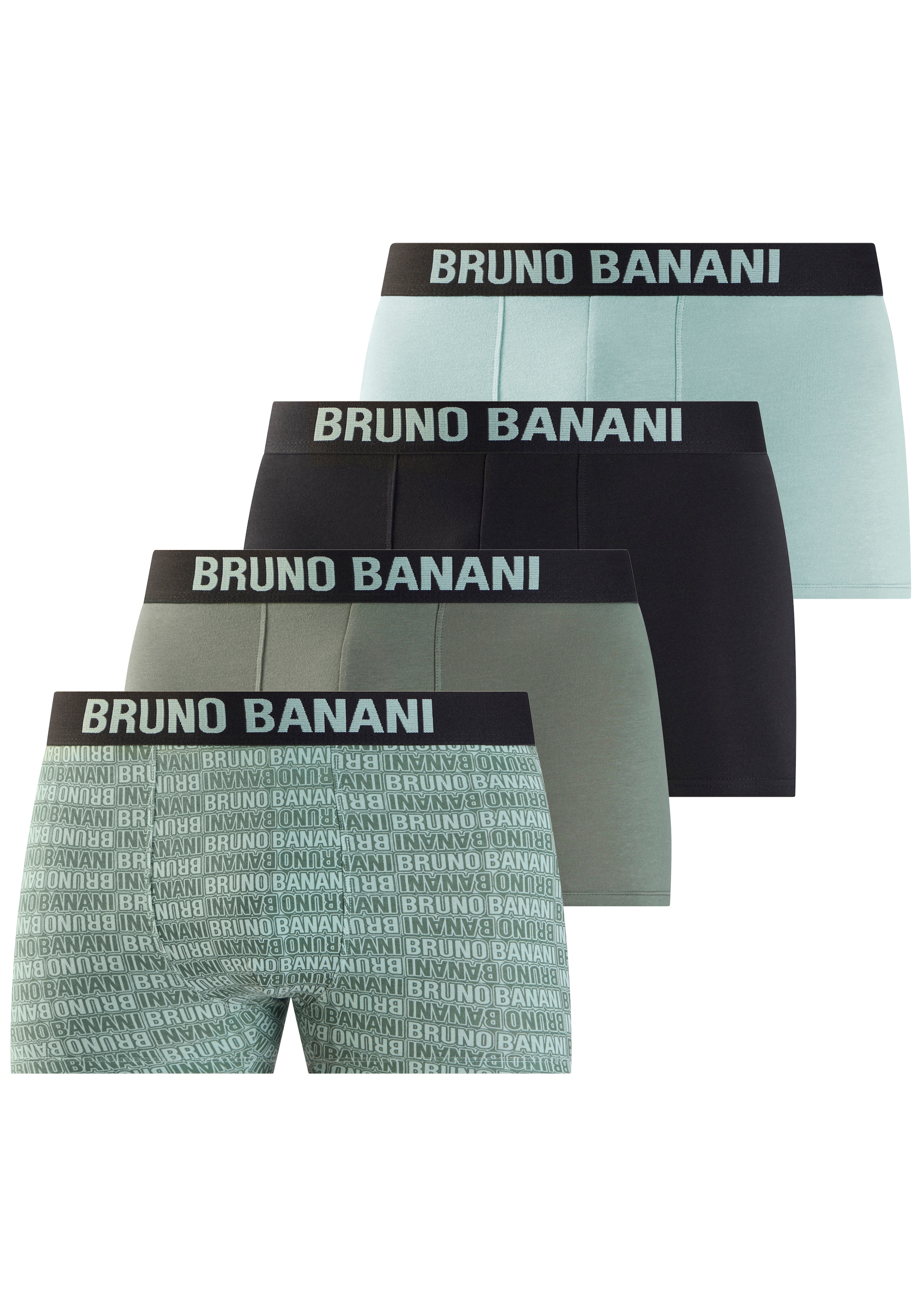 Bruno Banani Boxer "Boxershorts für Herren" Packung, 4 Stk. Unterhosen mit Logobund