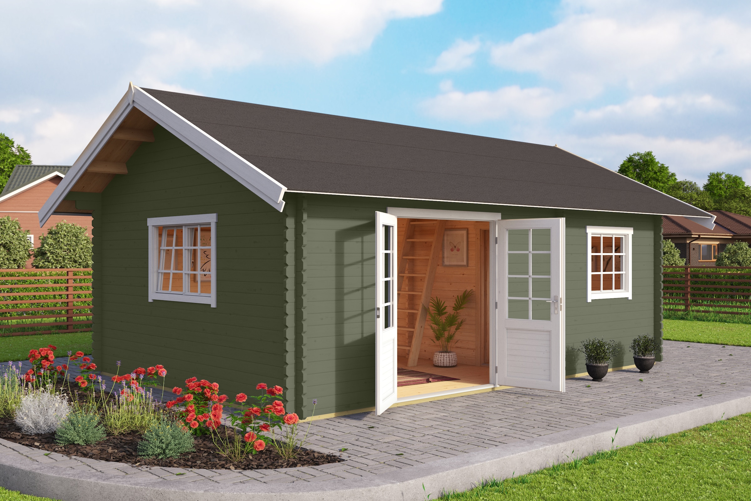 Nordic Holz Gartenhaus "CAROLINE SET" günstig online kaufen
