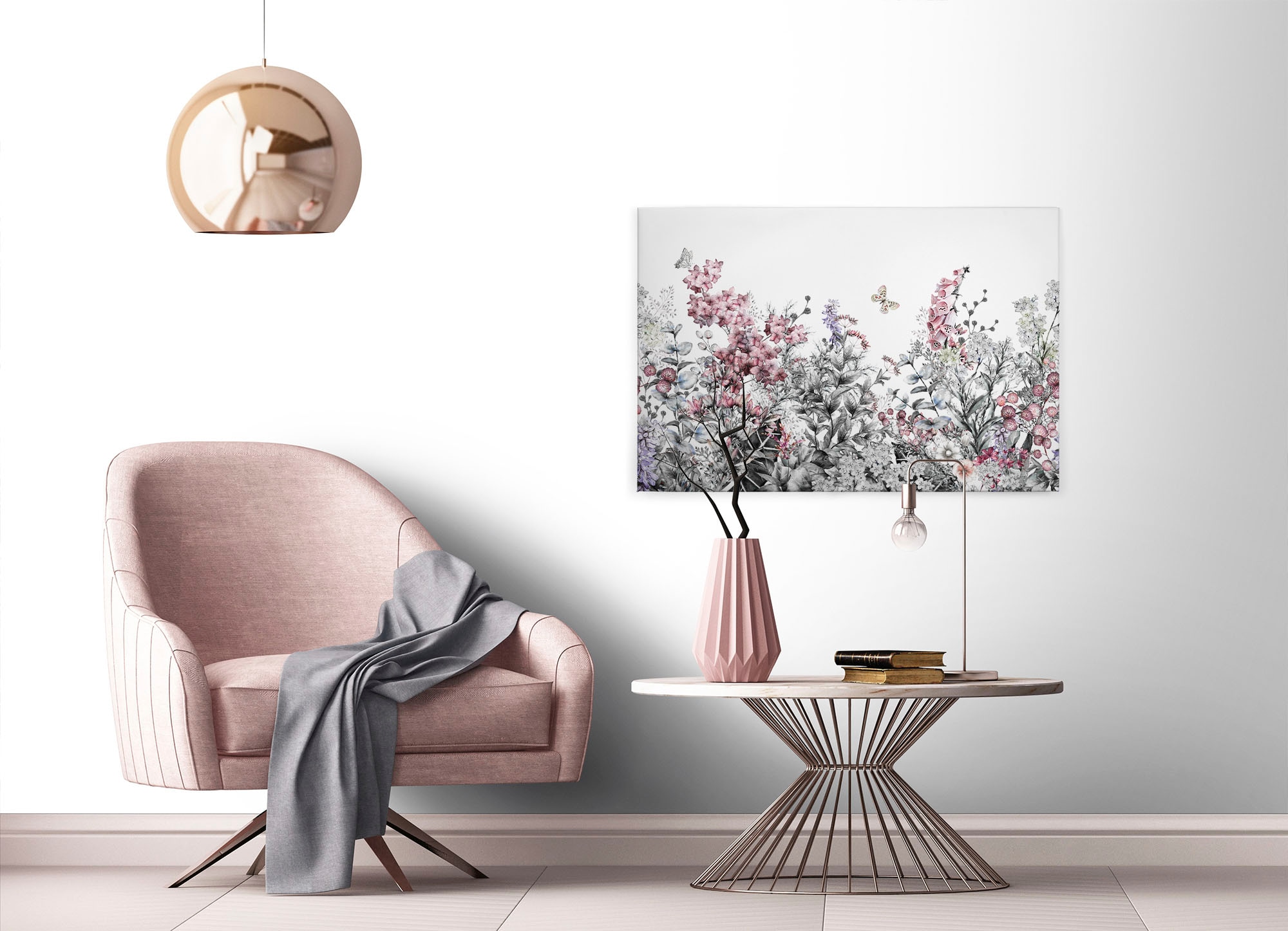 A.S. Création Leinwandbild "Flower Painting" Blumen Kunst 1 Stk. tlg. Landhaus Keilrahmen Blumen Leinwand-Bild Wohnzimmer modern Wandbild