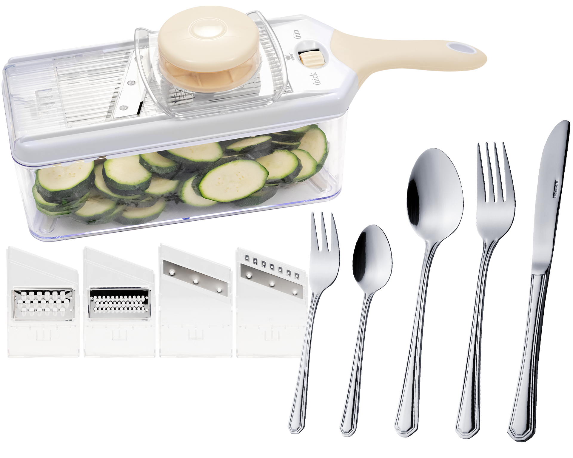 KING Multireibe "Veggie-Reibe" Reibe inkl. Auffangbehälter, 4 Klingeneinsätze