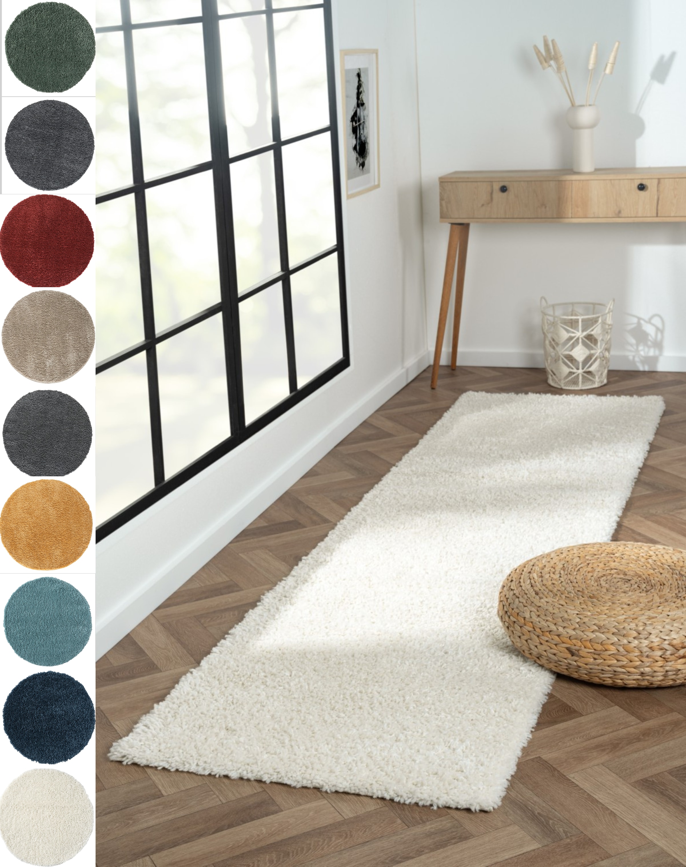 Myflair Möbel & Accessoires Hochflor-Läufer "My Shaggy" rechteckig 37 mm Höhe Shaggy, Uni Farben, leicht glänzend, Microfaser, extra flauschig