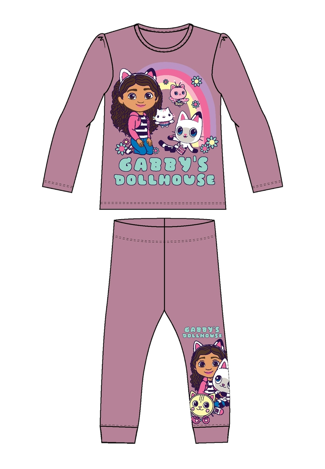 Name It Schlafanzug »NMFSABA GABBY LS NIGHTSET NOOS SKY«, (Set, 2 tlg.)