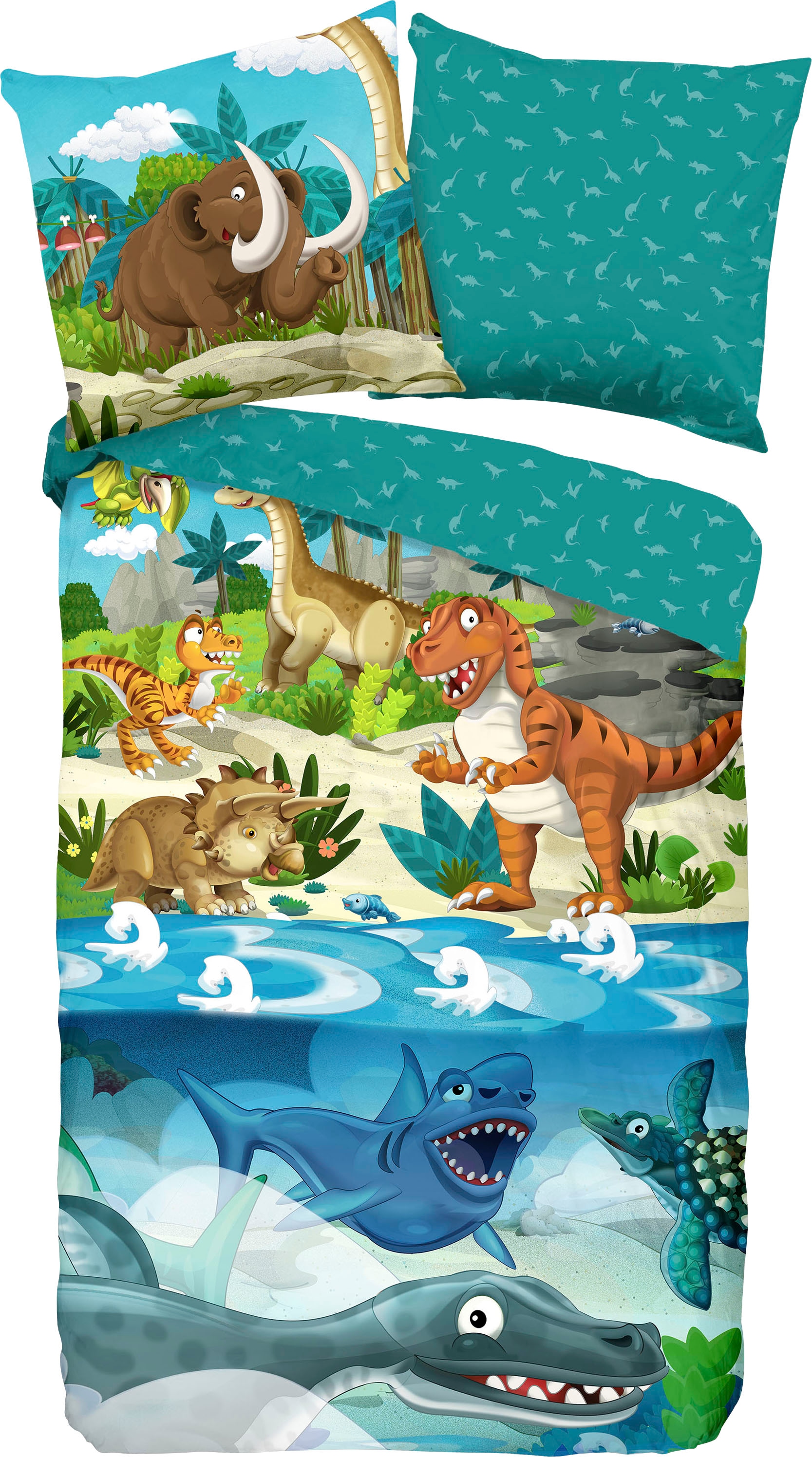 good morning Kinderbettwäsche »Prehistoric«, (2 tlg.), 100% Baumwolle