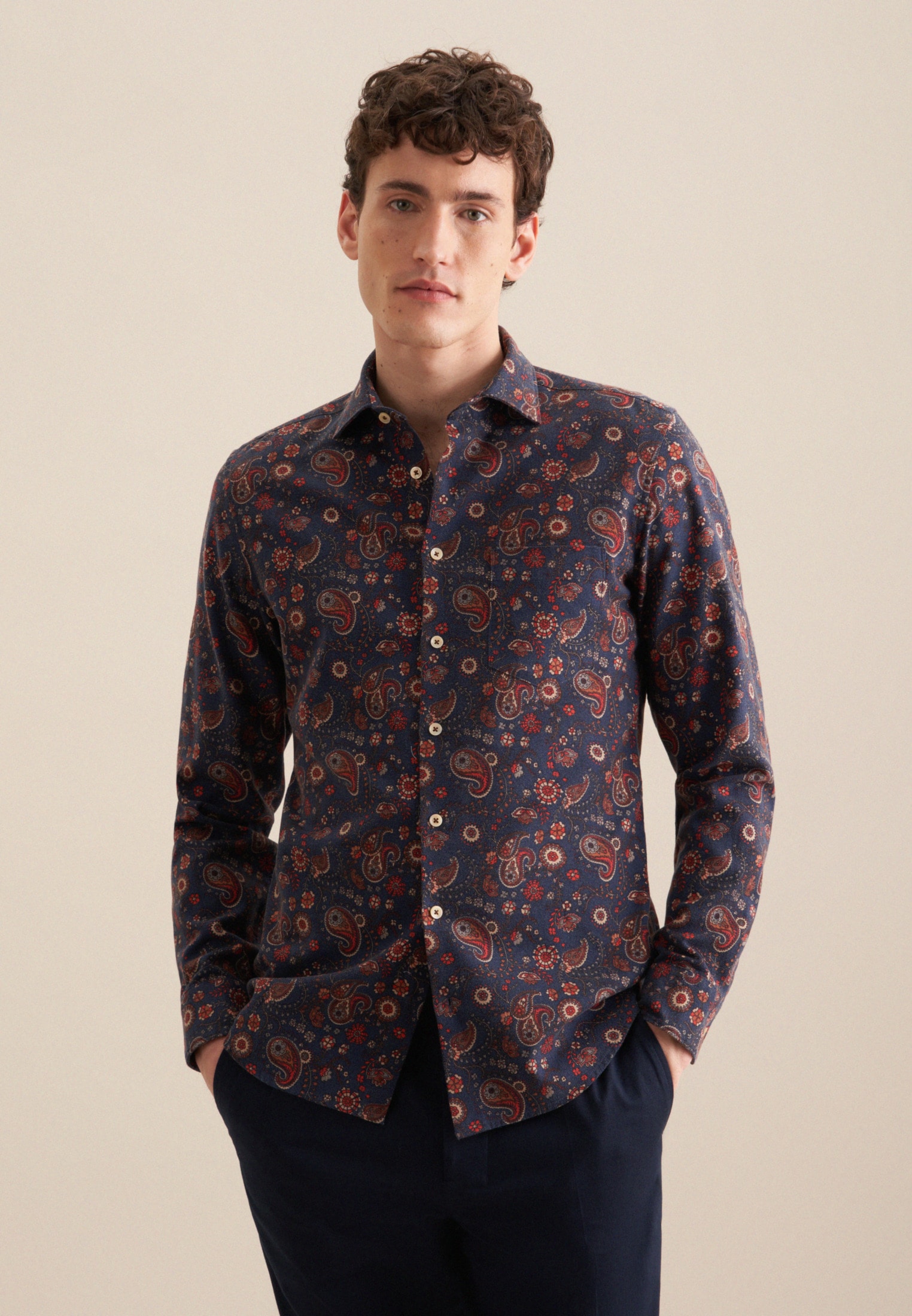 seidensticker Businesshemd "Schwarze Rose" Slim 1/1 Kentkragen Druck günstig online kaufen