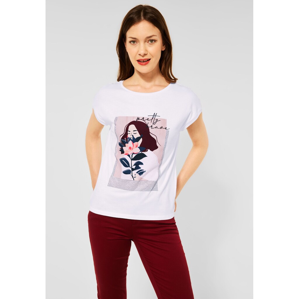 Damenmode Shirts & Sweatshirts STREET ONE T-Shirt, mit Frontprint weiß Damenmode Shirts & Sweatshirts STREET ONE T-Shirt, mit Frontprint weiß