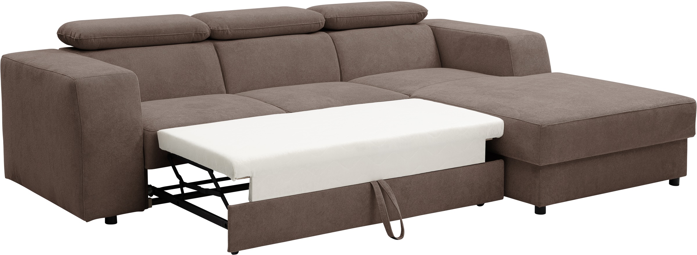 WERK2 Ecksofa »Cherry, modernes Sofa mit Komfortfunktionen, Breite 270cm, L-Form,«, bequem, mit verstellbaren Kopfteilen, Schlaffunktion und Bettkasten