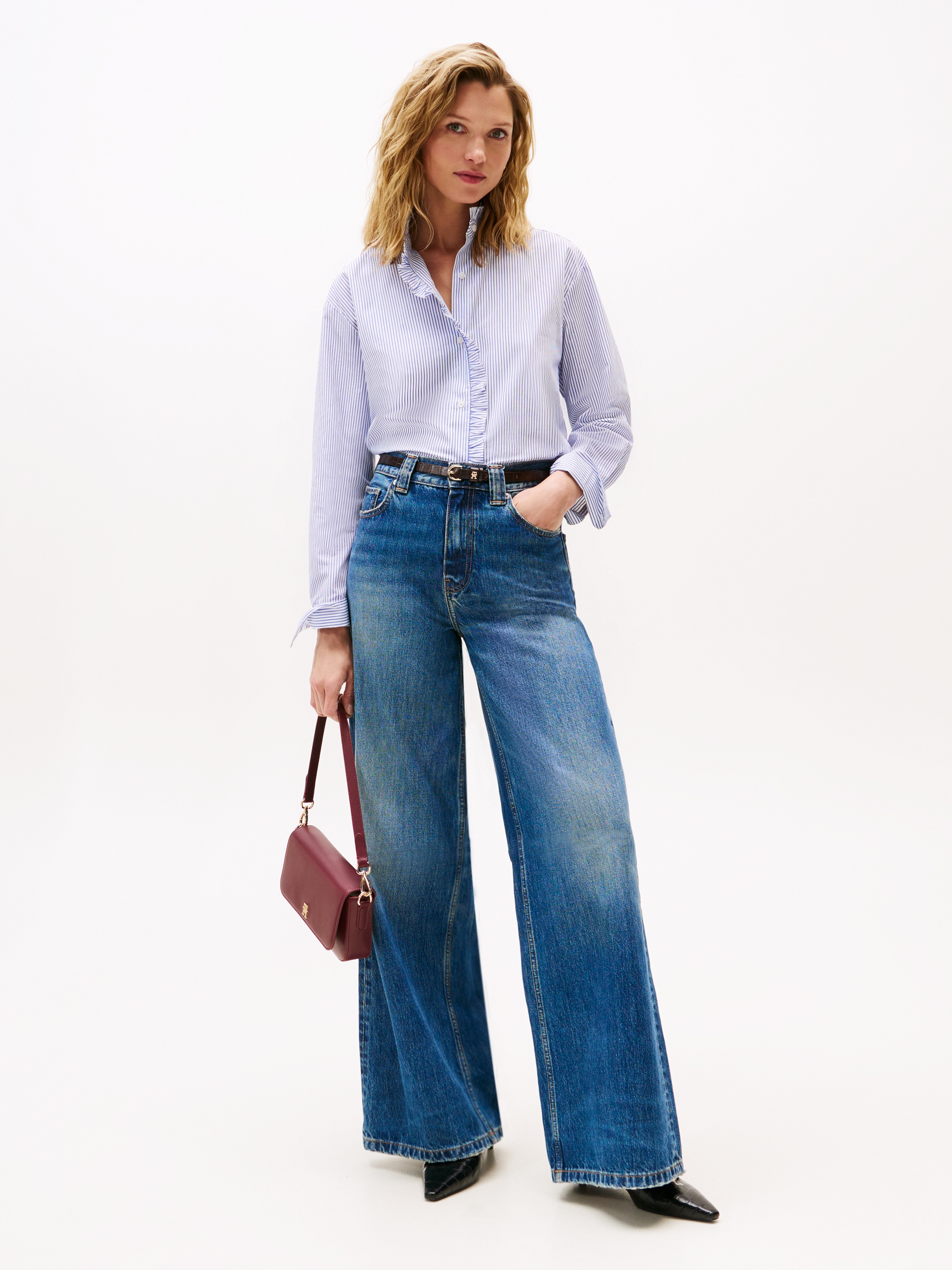 Tommy Hilfiger Rüschenbluse »POPLIN RUFFLE SHIRT«, mit Rüschen Detail