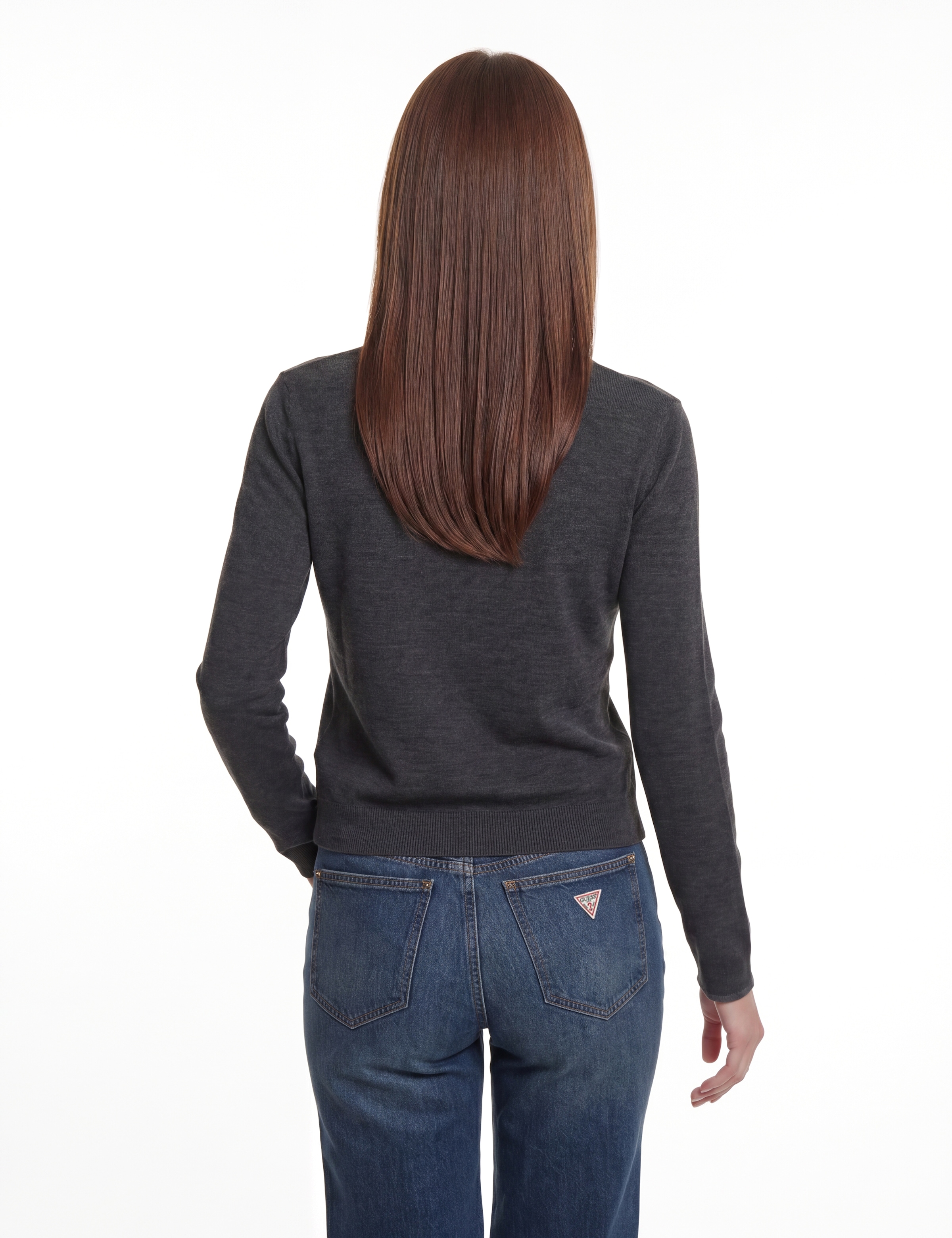 Guess Wollpullover »LS VN PRISCILLA SWTR« mit V-Ausschnitt, Merinowolle