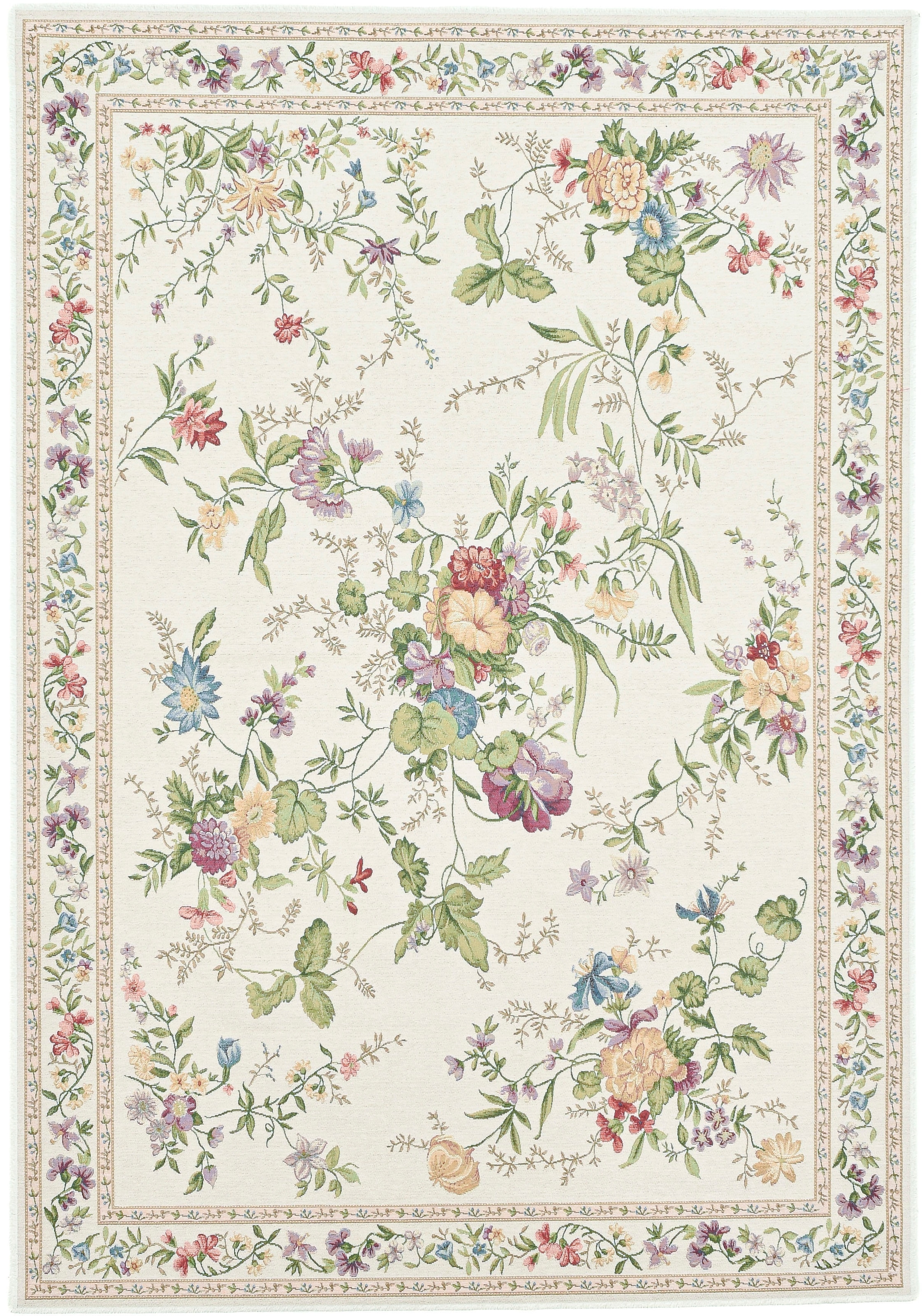 Teppich »Flomi Sagrini«, rechteckig, Flachgewebe, Pastell-Farben, Blumen Design