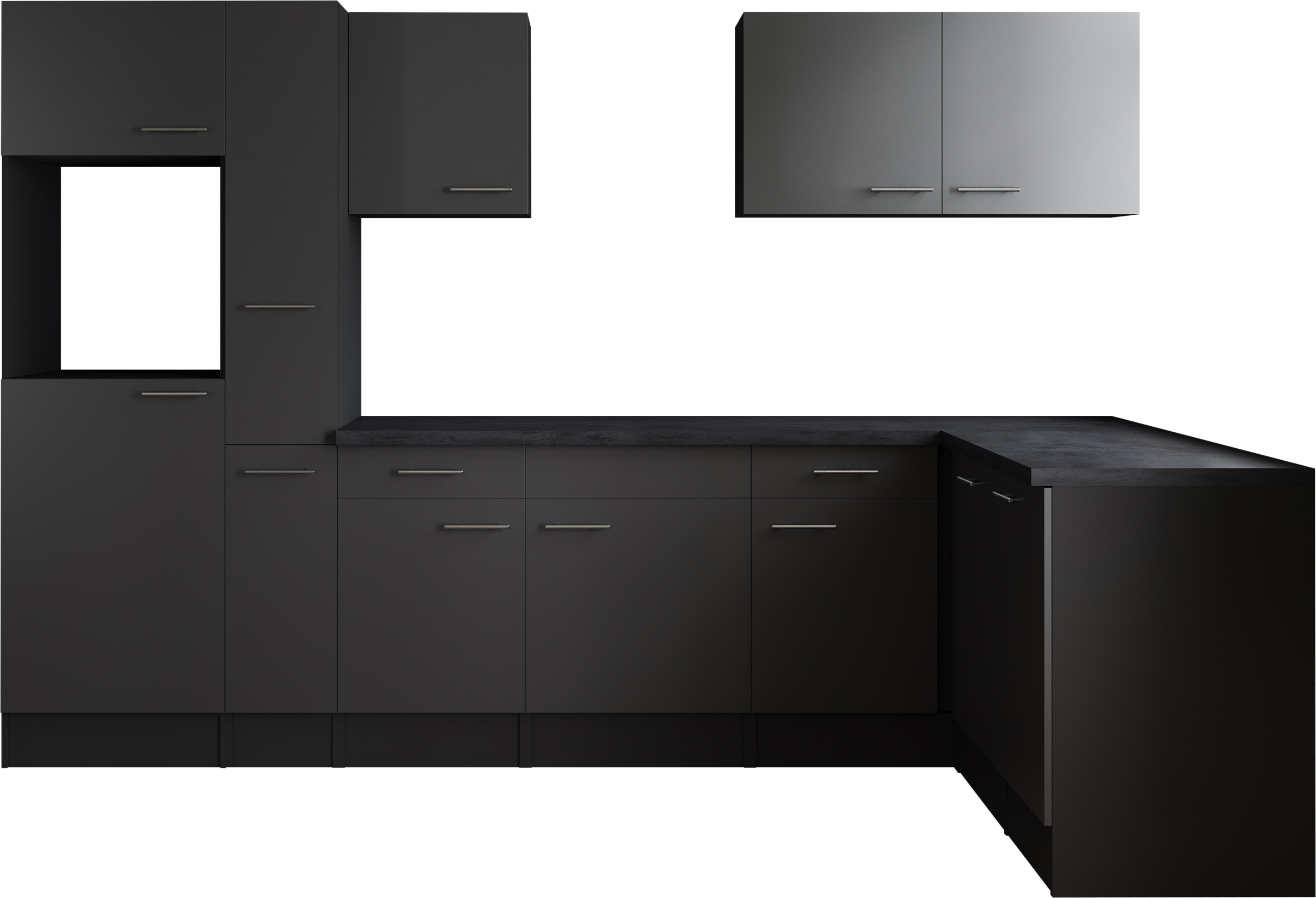 Winkelküche RESPEKTA, B:310cm H:205cm T:172cmküche: grau, front: grau, korpus: grau matt, arbeitsplatte: granit optik, Komplettküchen-Sets, "Oliver",