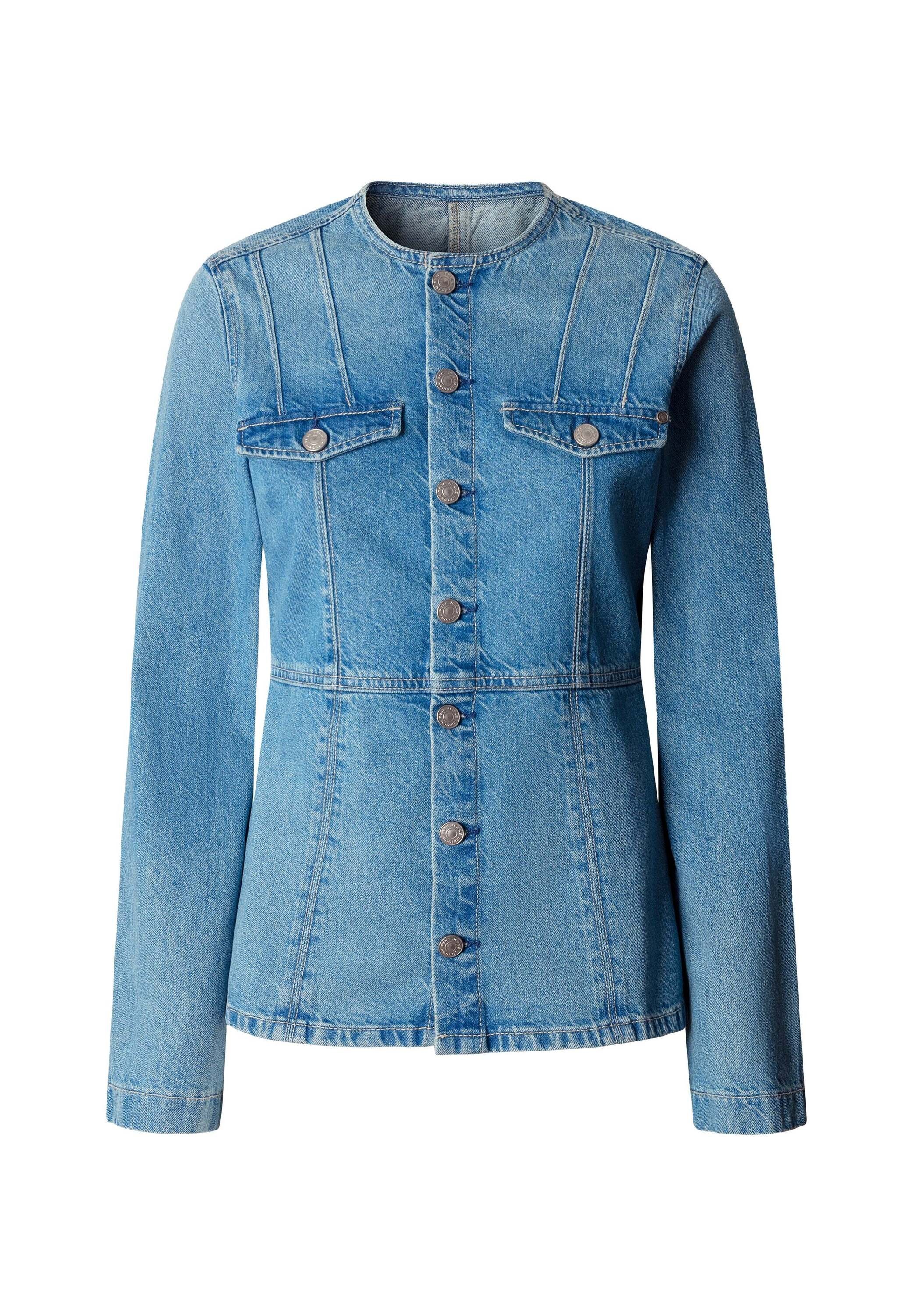 Pepe Jeans Wintermantel »winter coat KAREN COLLARLESS JACKET VERDE BLUE«