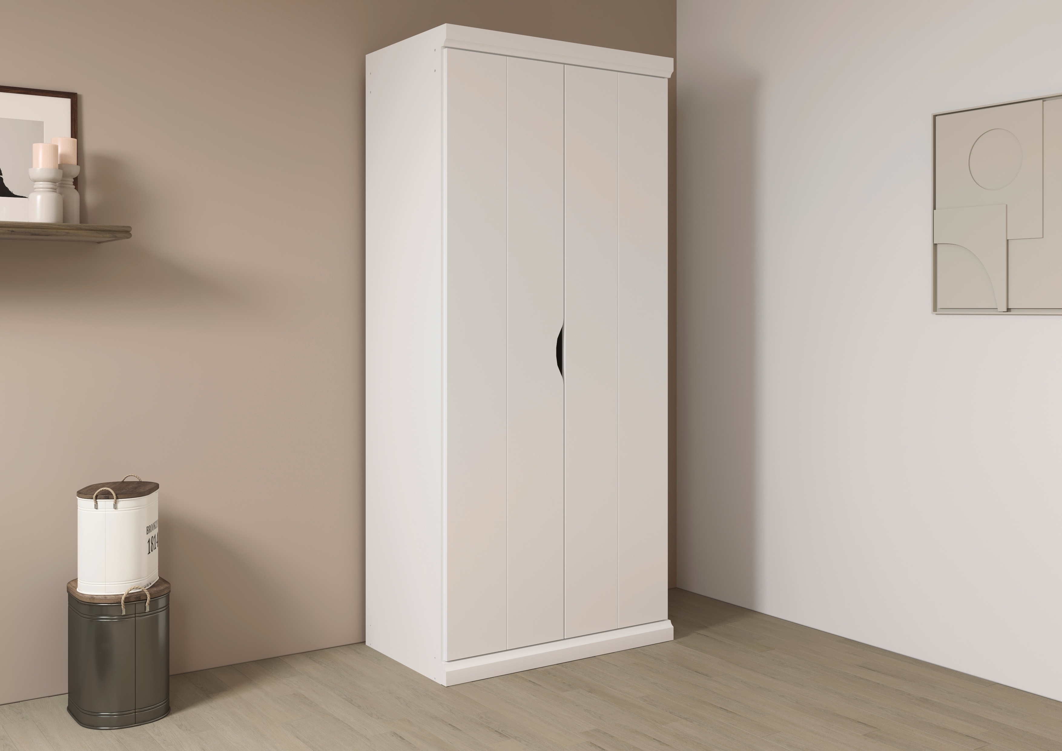 OTTO home Kleiderschrank "Mehrzweckschrank Aktenschrank Möbel Mietswohnung Schlafzimmer MARLENE" 3 verschiedene Ausstattungen BASIC/CLASSIC/PREMIUM (inkl. SOFT-CLOSE), in 3 Breiten 91/136/181 cm im Landhaus-Stil MADE IN GERMANY