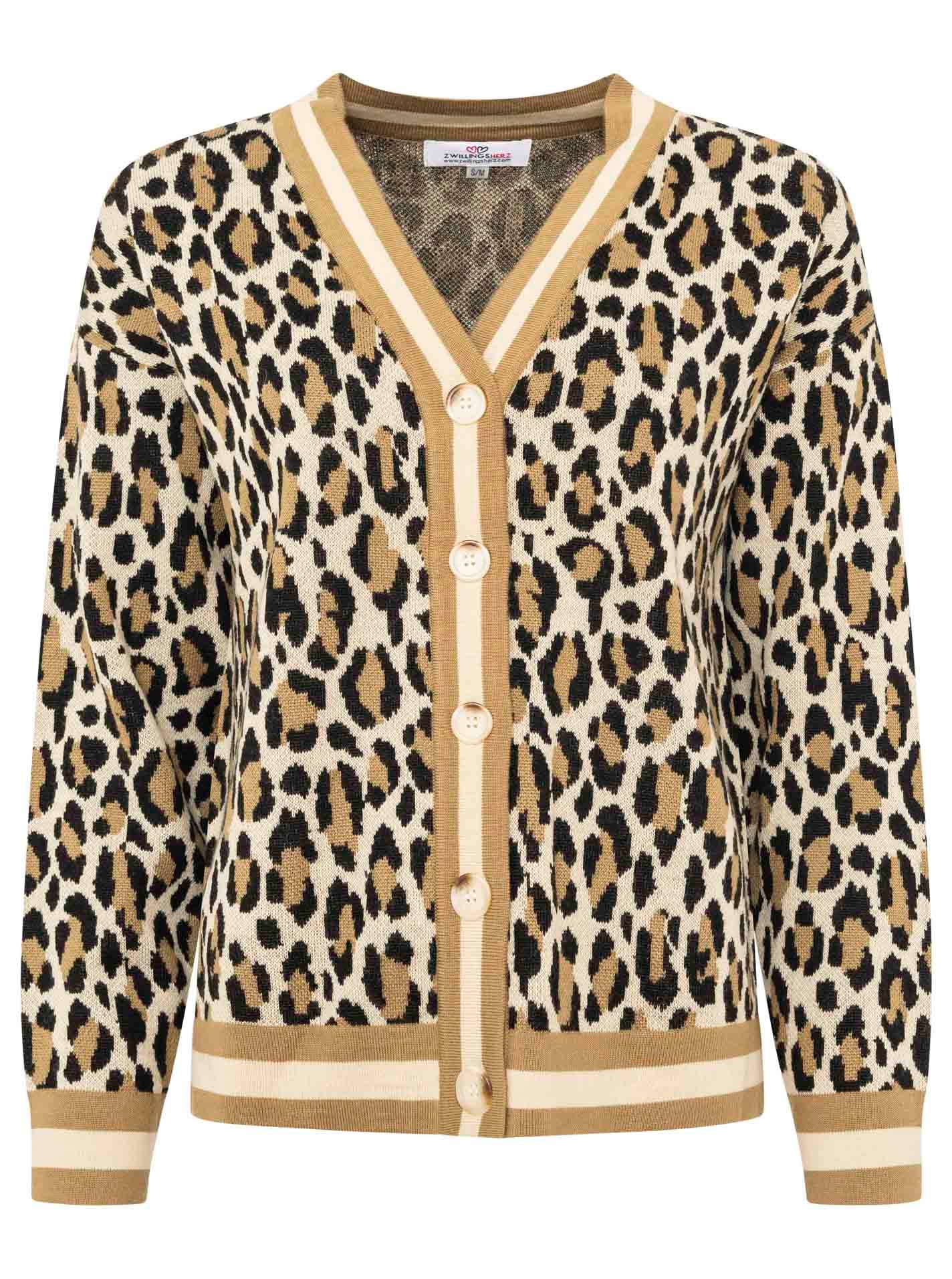 Zwillingsherz Strickjacke »"Leo Streifen"«, mit Knöpfen, Leomuster und Streifenbündchen
