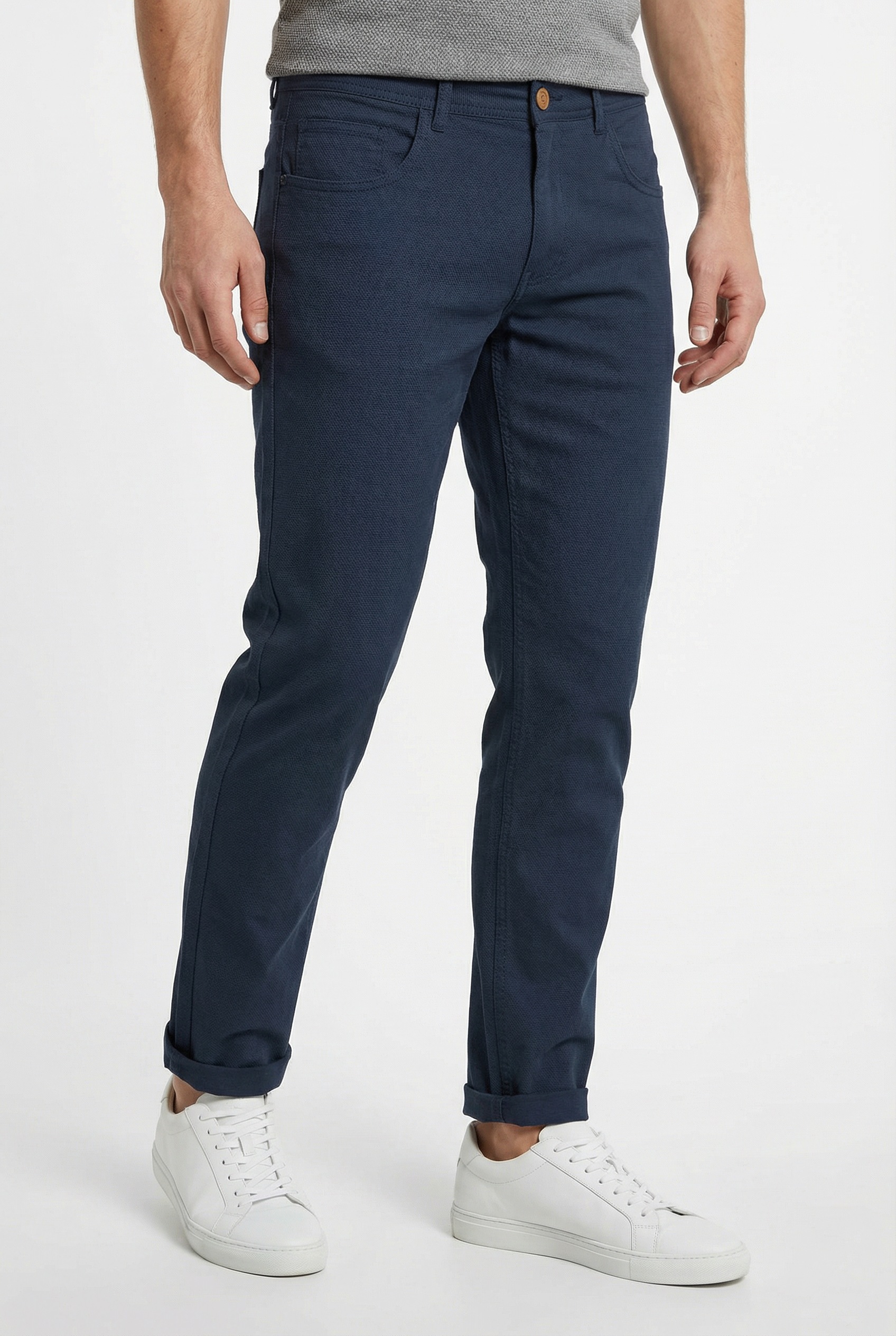 Stoffhose BLEND "BHEdford pants", Herren, Gr. 30, Länge 32, blau (marineblaus), Web, Obermaterial: 98% Baumwolle, 2% Elasthan, unifarben, regular fit knöchellang, Hosen Stoffhose 7