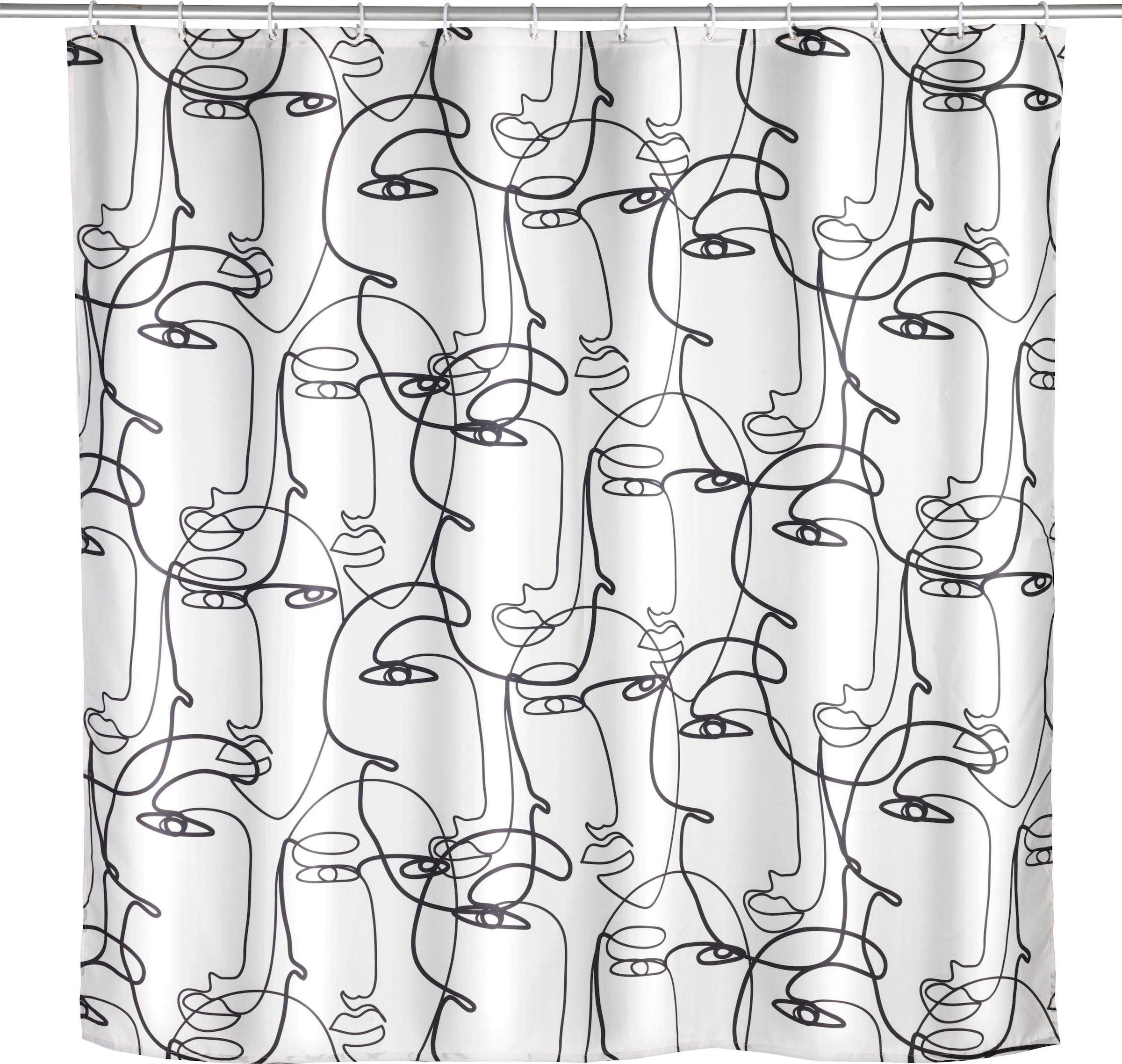 WENKO Duschvorhang "Faces" Breite 180 cm Höhe 200 cm, Polyester, waschbar günstig online kaufen