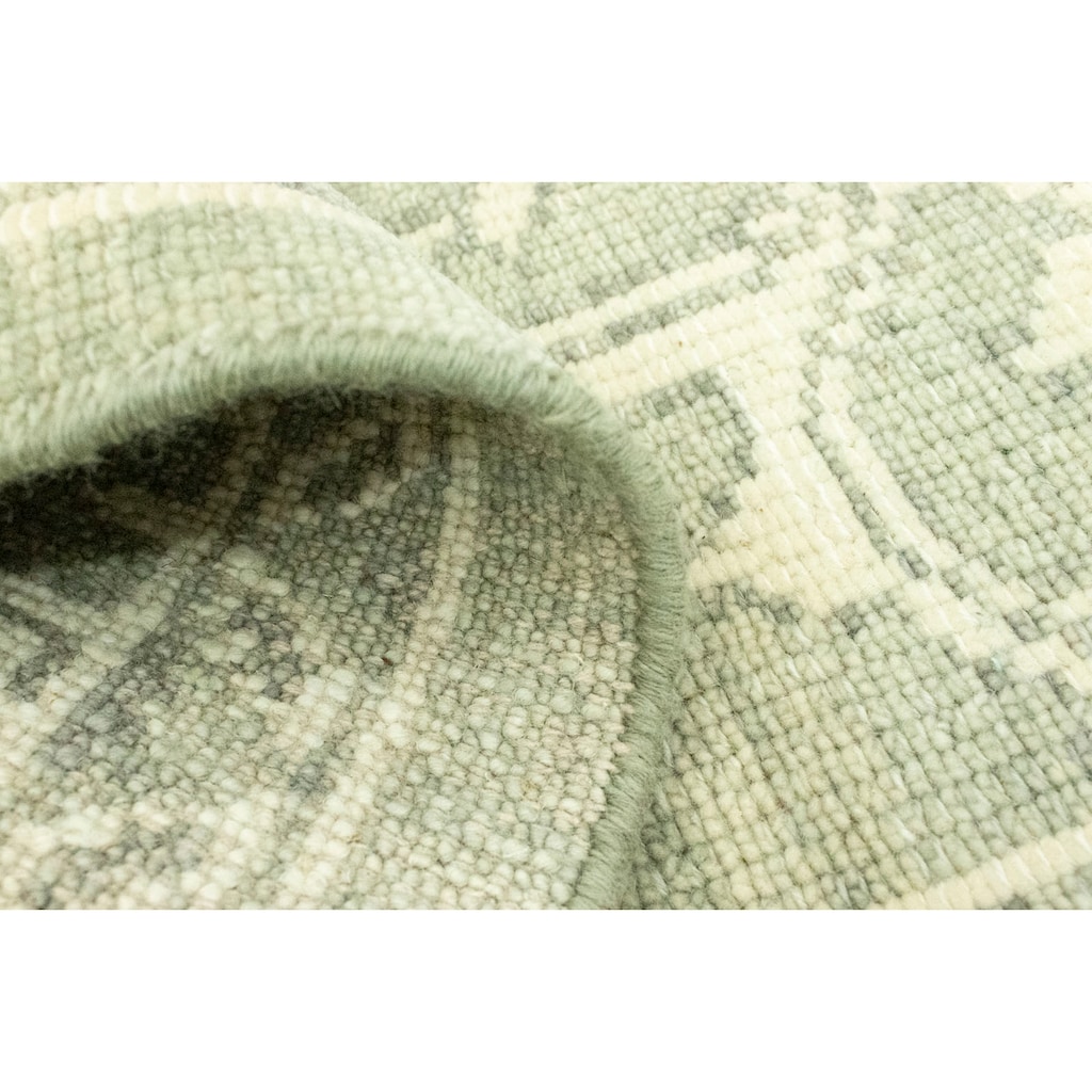 morgenland Wollteppich »Designer Teppich handgeknüpft grün«, rechteckig