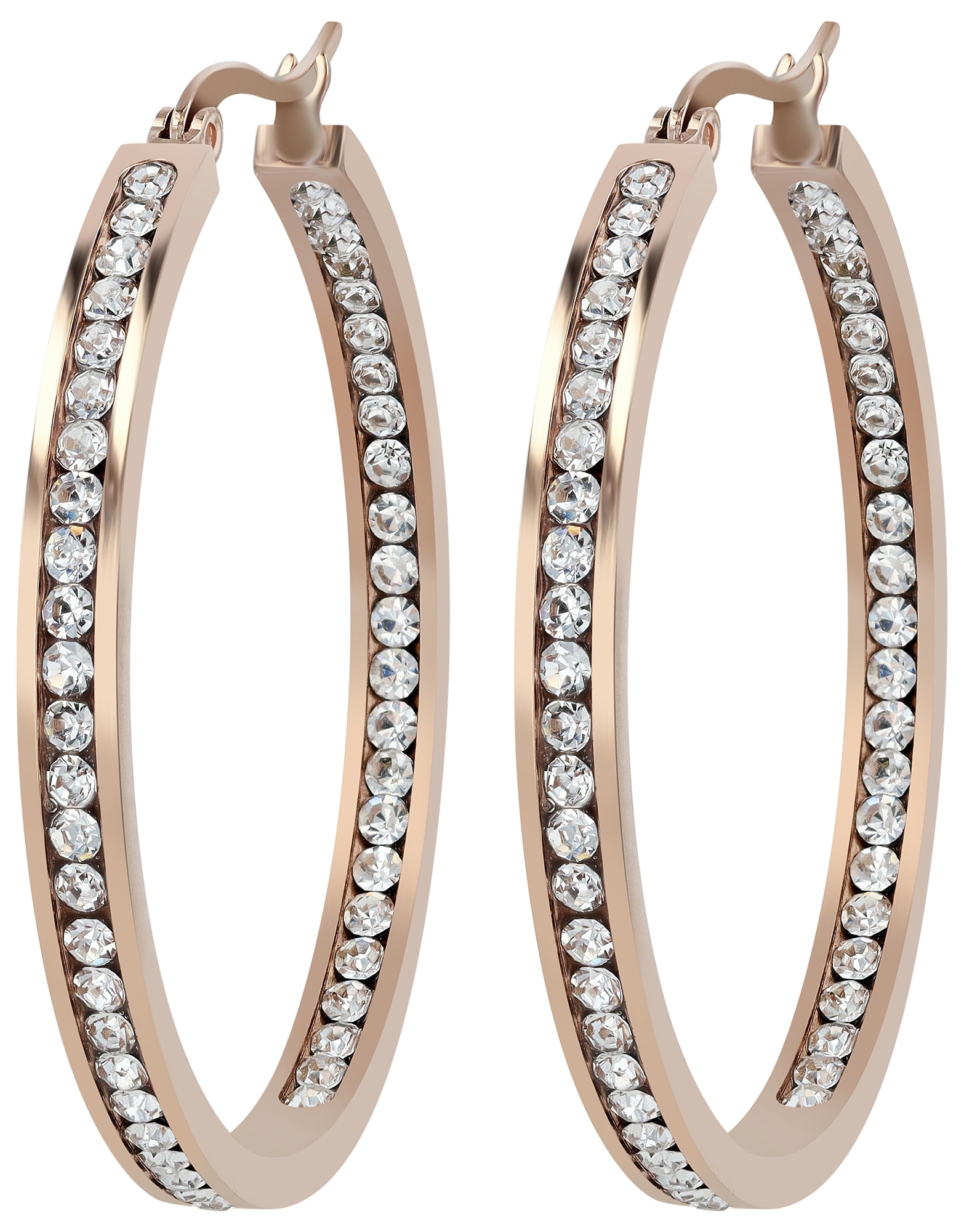 Adelia´s Paar Creolen »Damen Ohrringe – Creole aus Edelstahl mit Strass Steinchen« Ein kleines Geschenk mit großer Wirkung