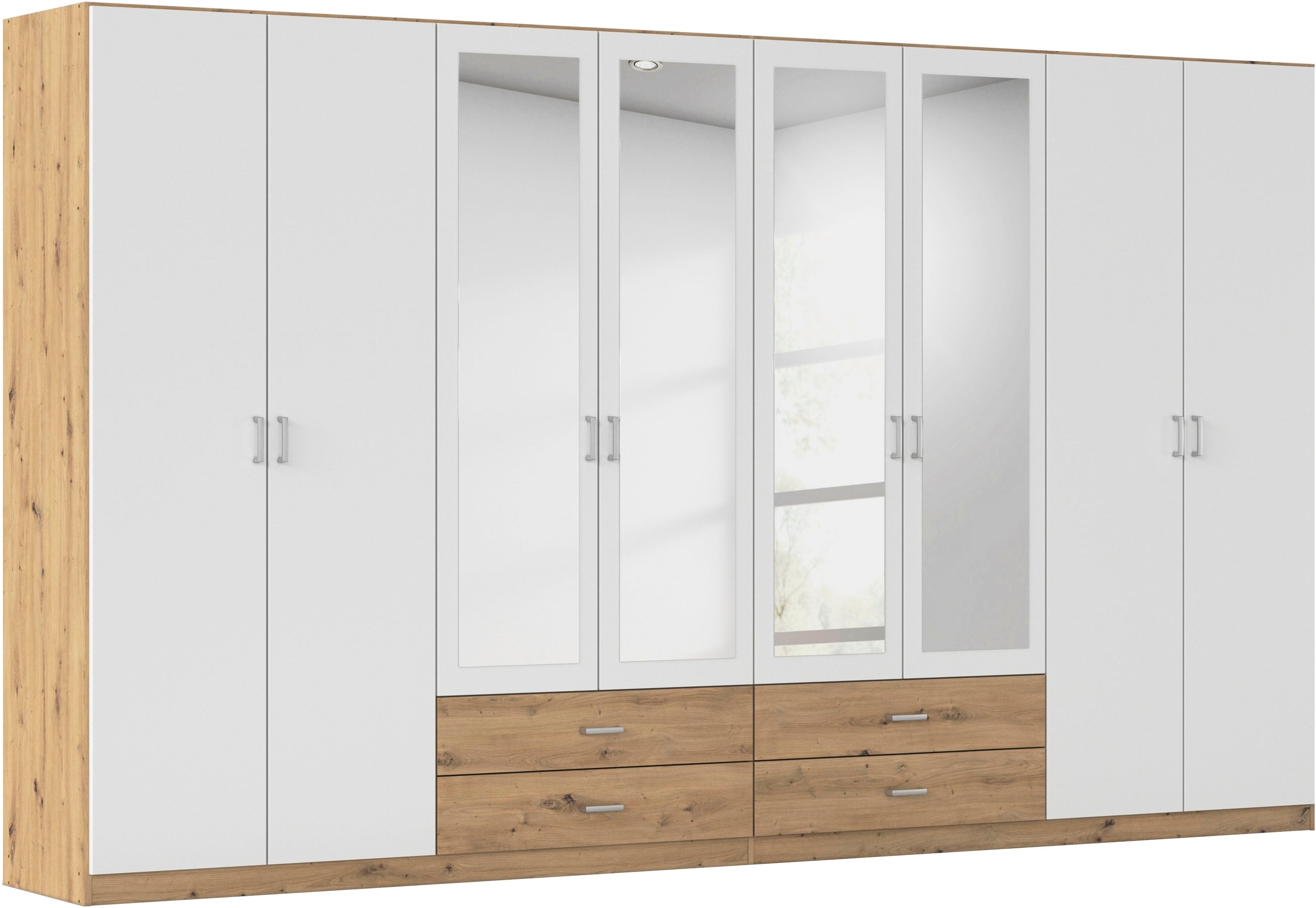 rauch Kleiderschrank "Schrank Garderobe Ankleide GAMMA Breiten 91/136/181/226/271/315/360 cm" in 3 Ausstattungen BASIC/CLASSIC/PREMIUM (inkl. SOFT-CLOSE-Funktion), verschiedene Griff-Varianten, mit Spiegel TOPSELLER MADE IN GERMANY