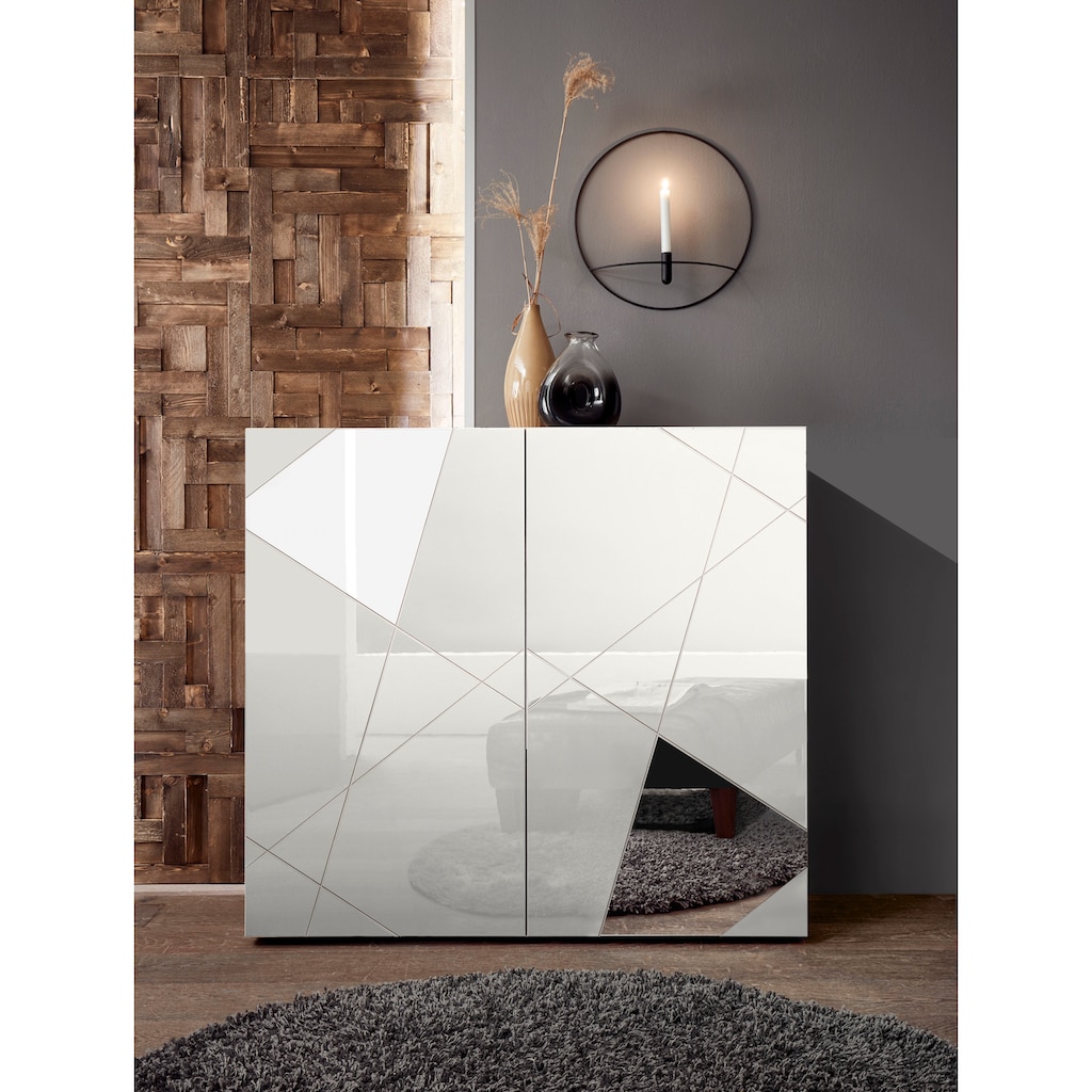 INOSIGN Highboard »Vittoria«, Breite 121 cm, Front mit Siebdruck und Spiegel