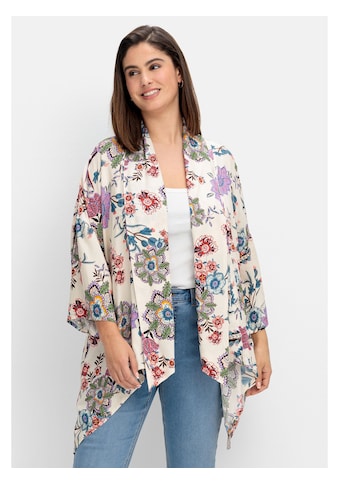 Longbluse »Große Größen«, im Kimono-Stil, mit Blumendruck