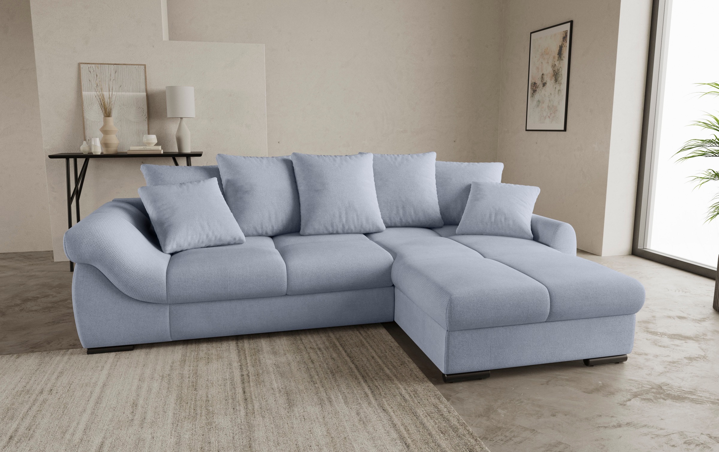 Mr. Couch Ecksofa »Livorno DuraFlex L-Form«, inkl. Hochschläfer-Bettauszug, XL-Bettkasten weiß beschichtet