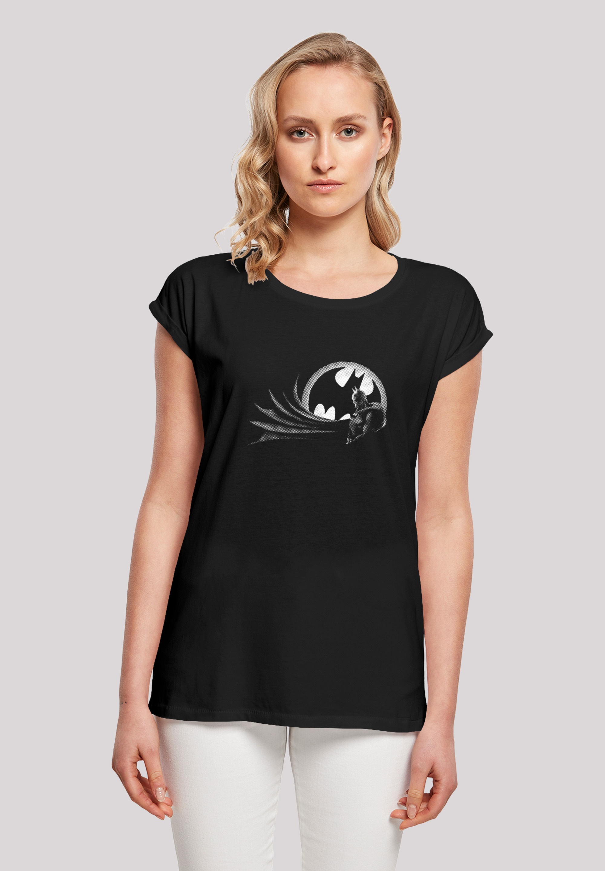 F4NT4STIC Kurzarmshirt »F4NT4STIC Damen Batman Spot with Ladies Extended Shoulder Tee«, (1 tlg.)