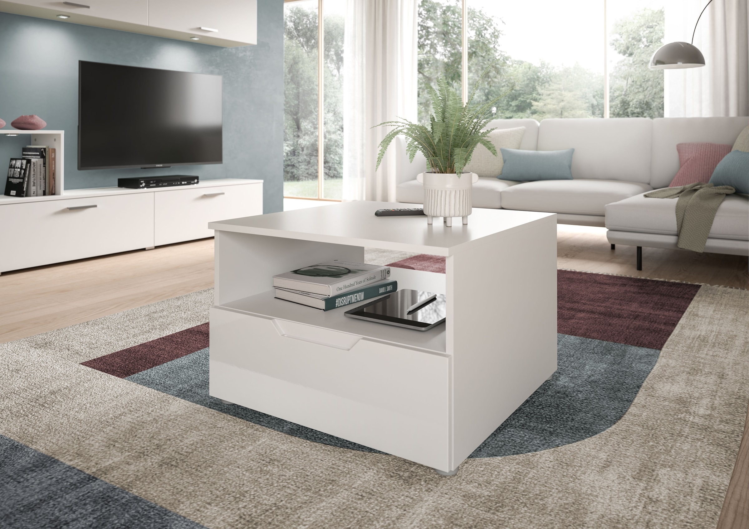 INOSIGN Couchtisch »CAPRI, Höhe 66cm, 1 Schubkasten, 1 offenes Ablagefach«, Wohnzimmertisch, Beistelltisch, Ablagetisch, Nachtkonsole