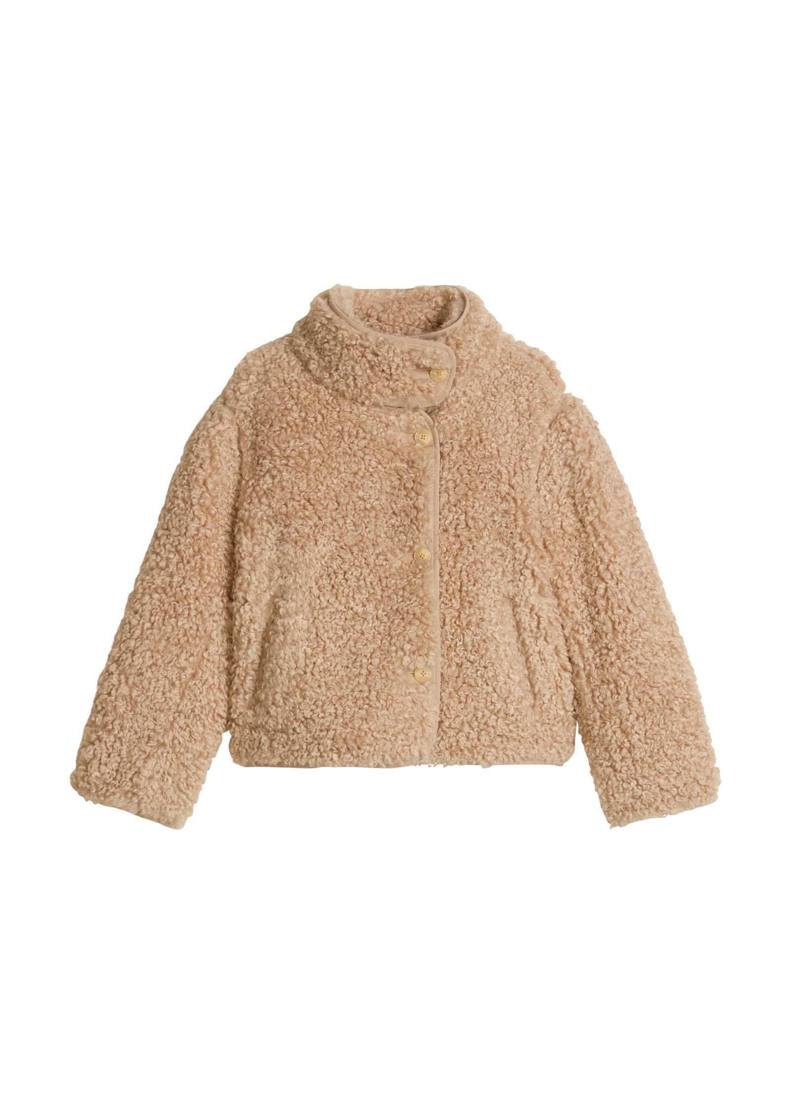 Marc O'Polo DENIM Plüschjacke aus weichem Curly-Plüsch, Regular Fit, Stehkragen